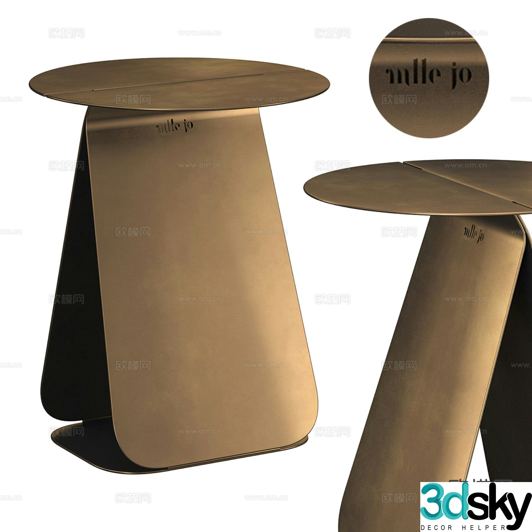 Light luxury side table angle table round table 3D model