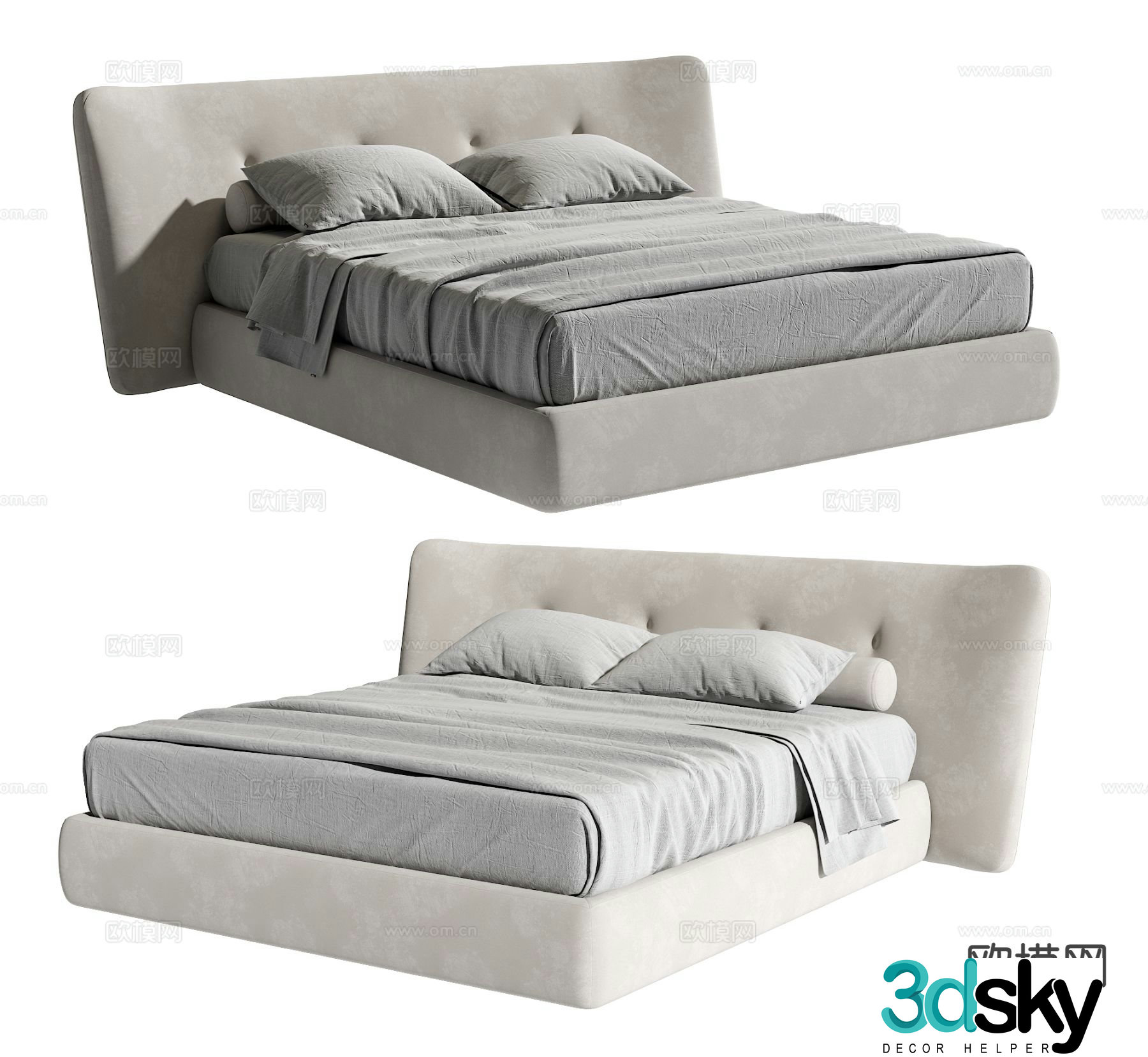 Poliform Italian double bed 3d model