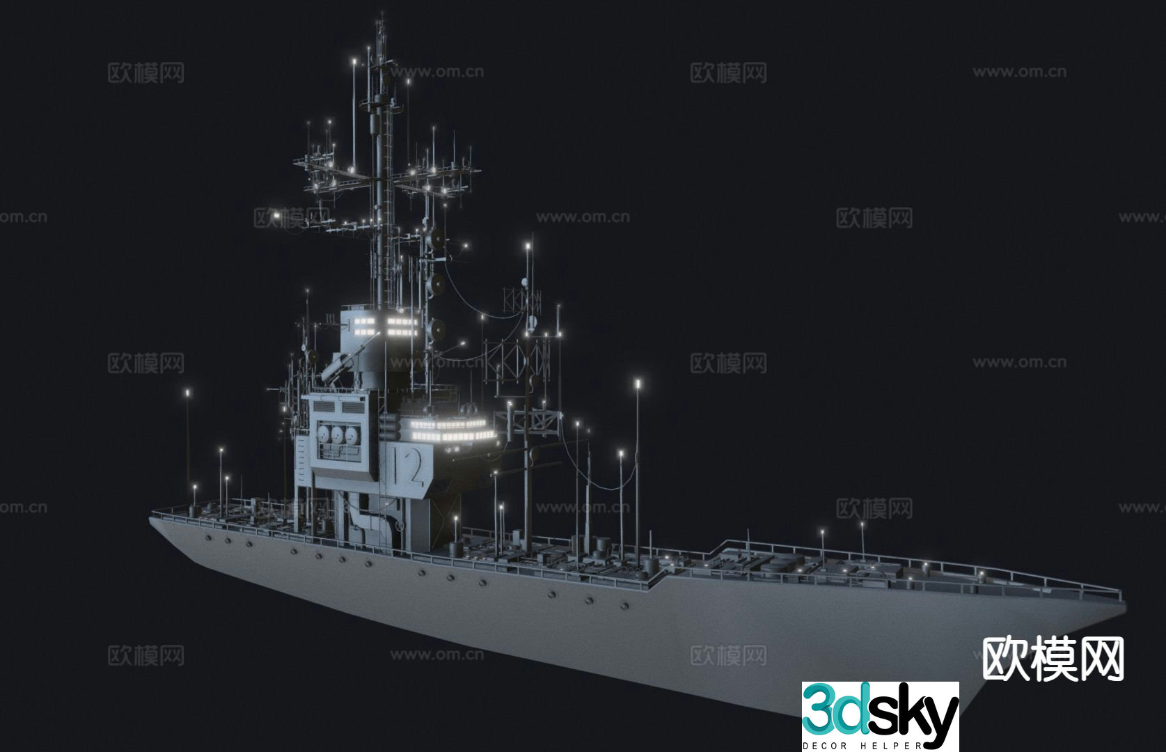 Modern warship 3d model