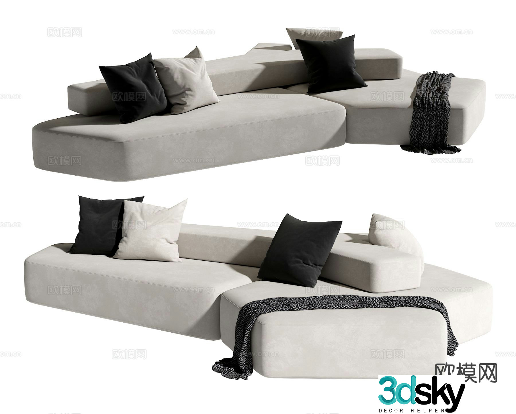 Curved sofa multi-person sofa 3d model