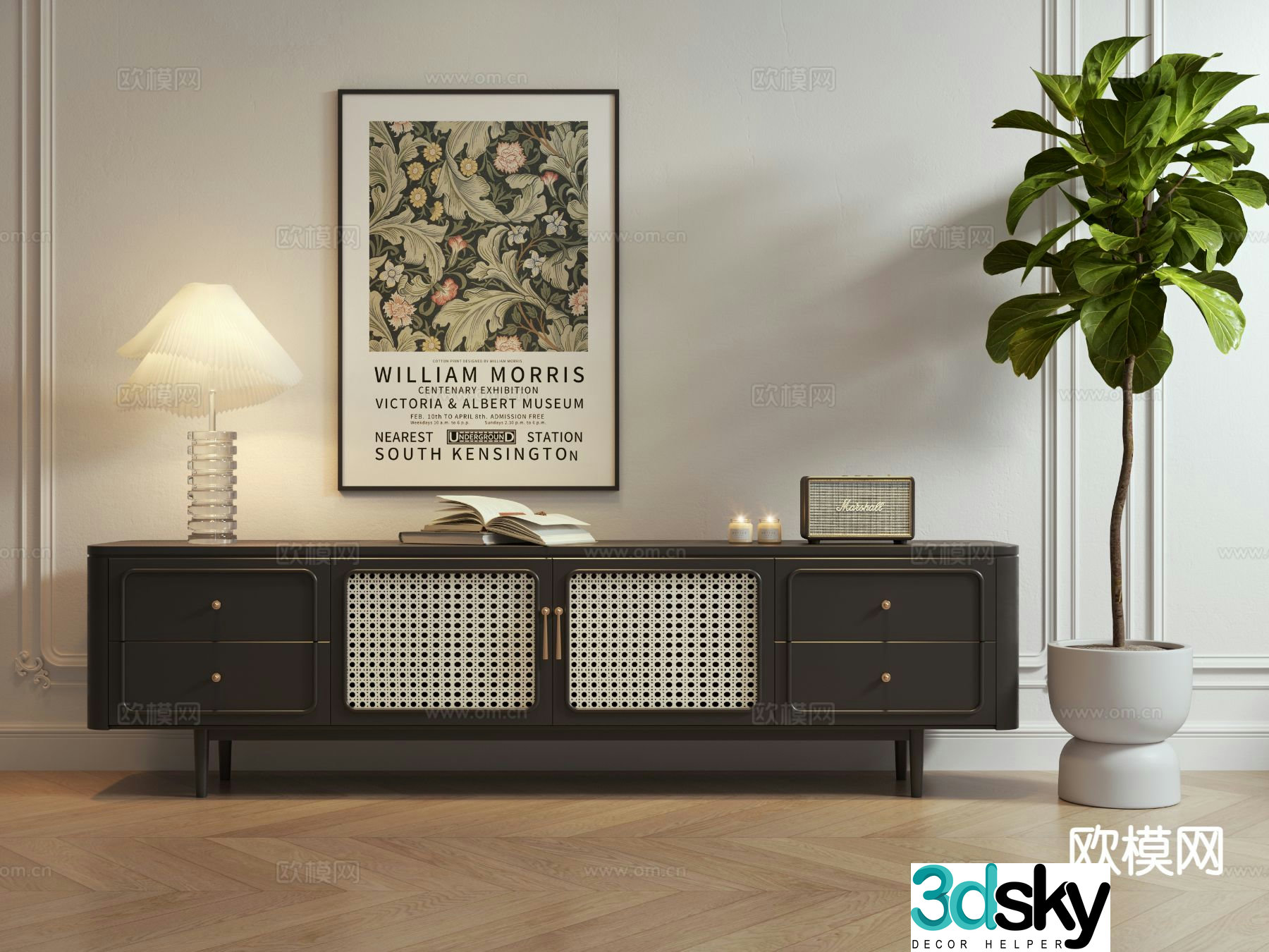 Medieval style TV cabinet 3D model