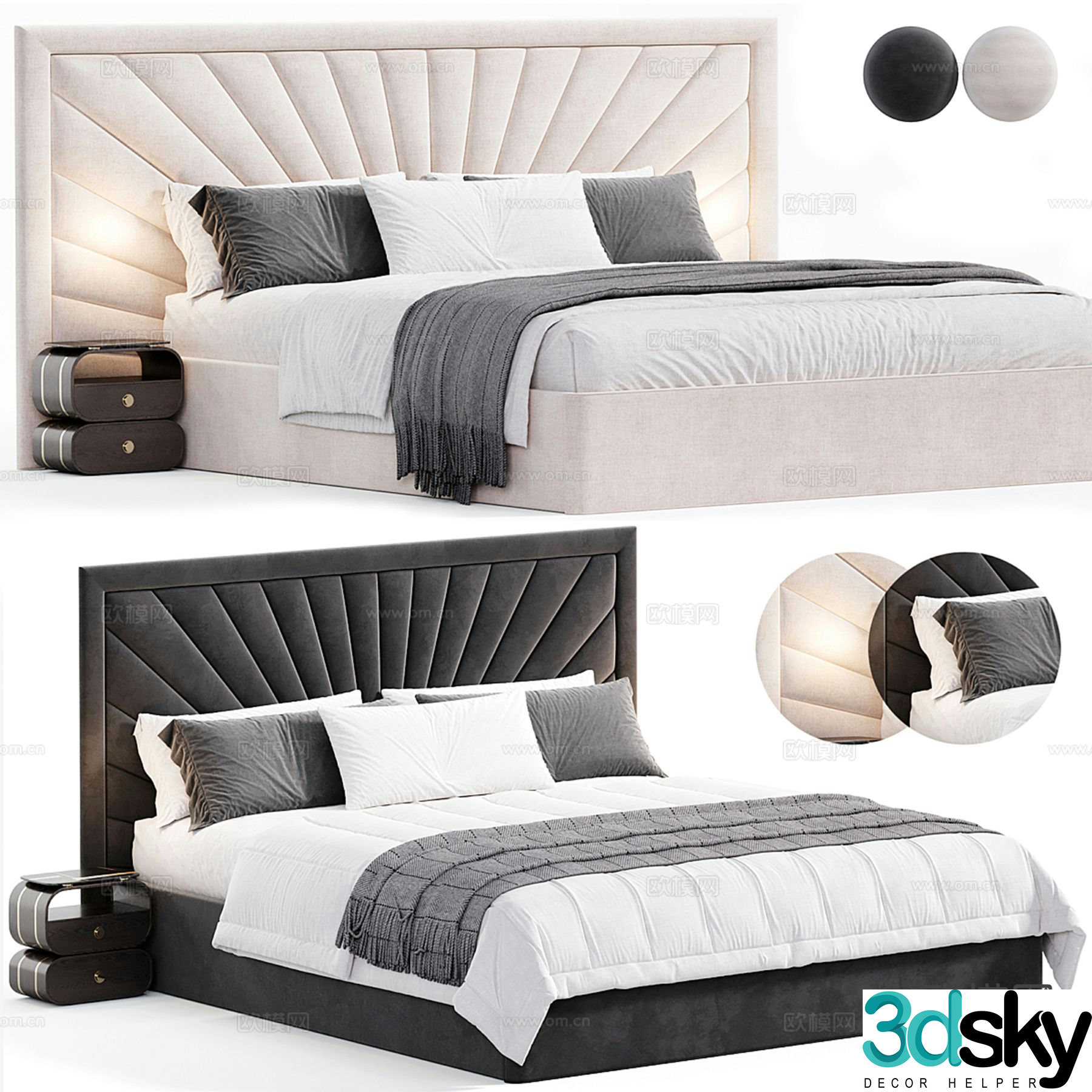 Italian double bed 3d model