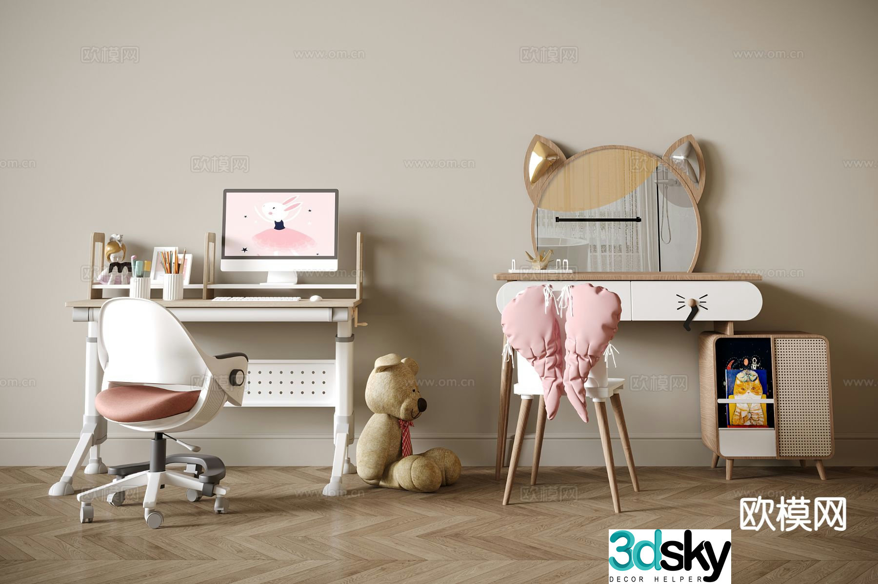 Children’s study table writing table dresser 3d model