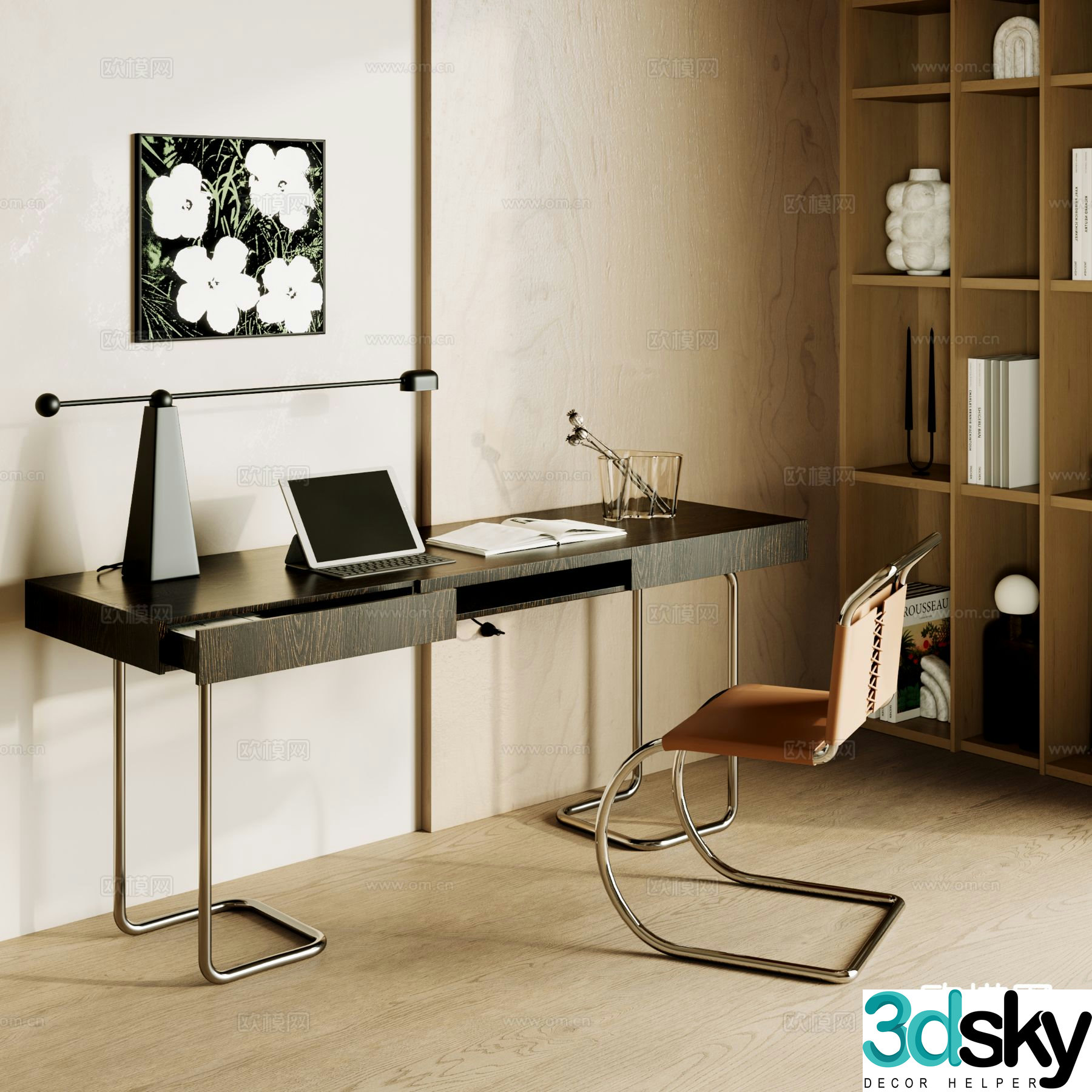 Medieval style desk writing desk 3d model