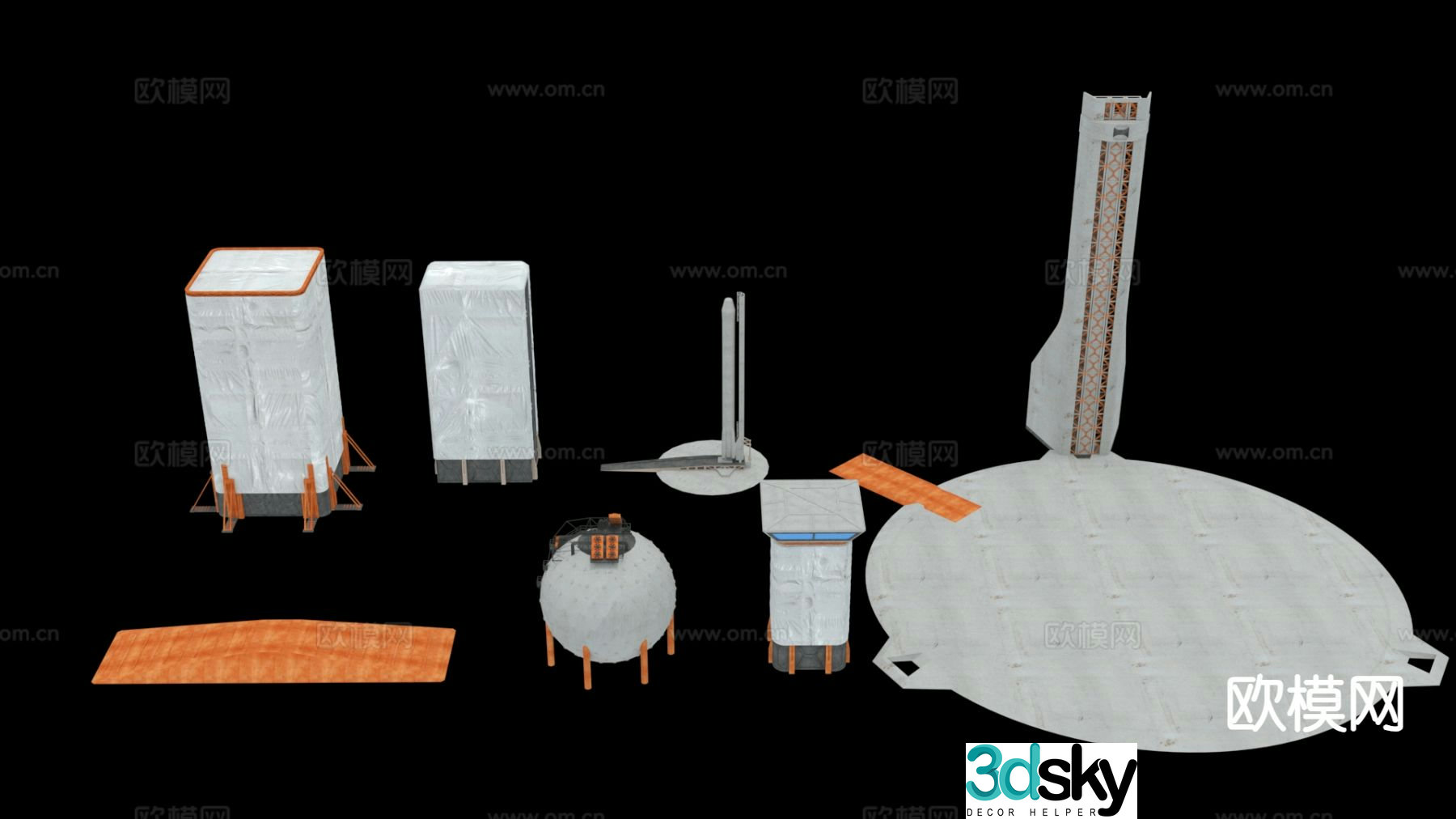 Modern future science fiction base interstellar colony 3D model