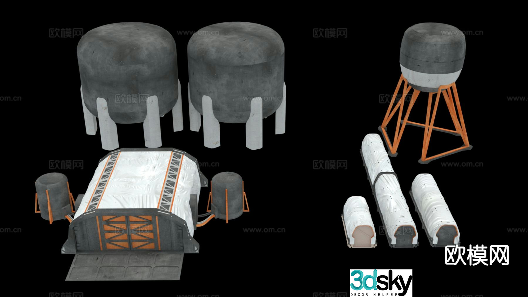 Modern future science fiction base interstellar colony 3D model