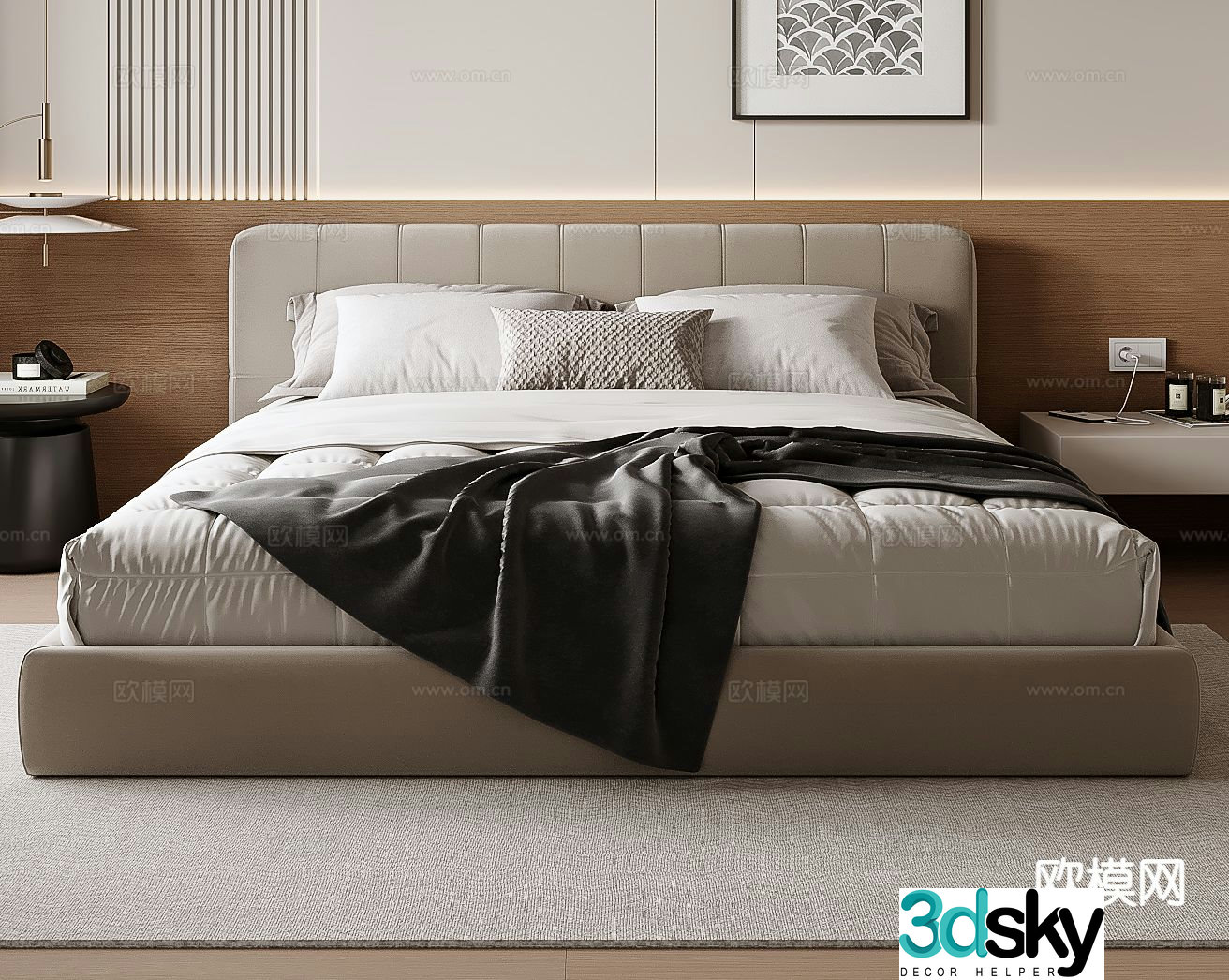 Modern double bed 3d model