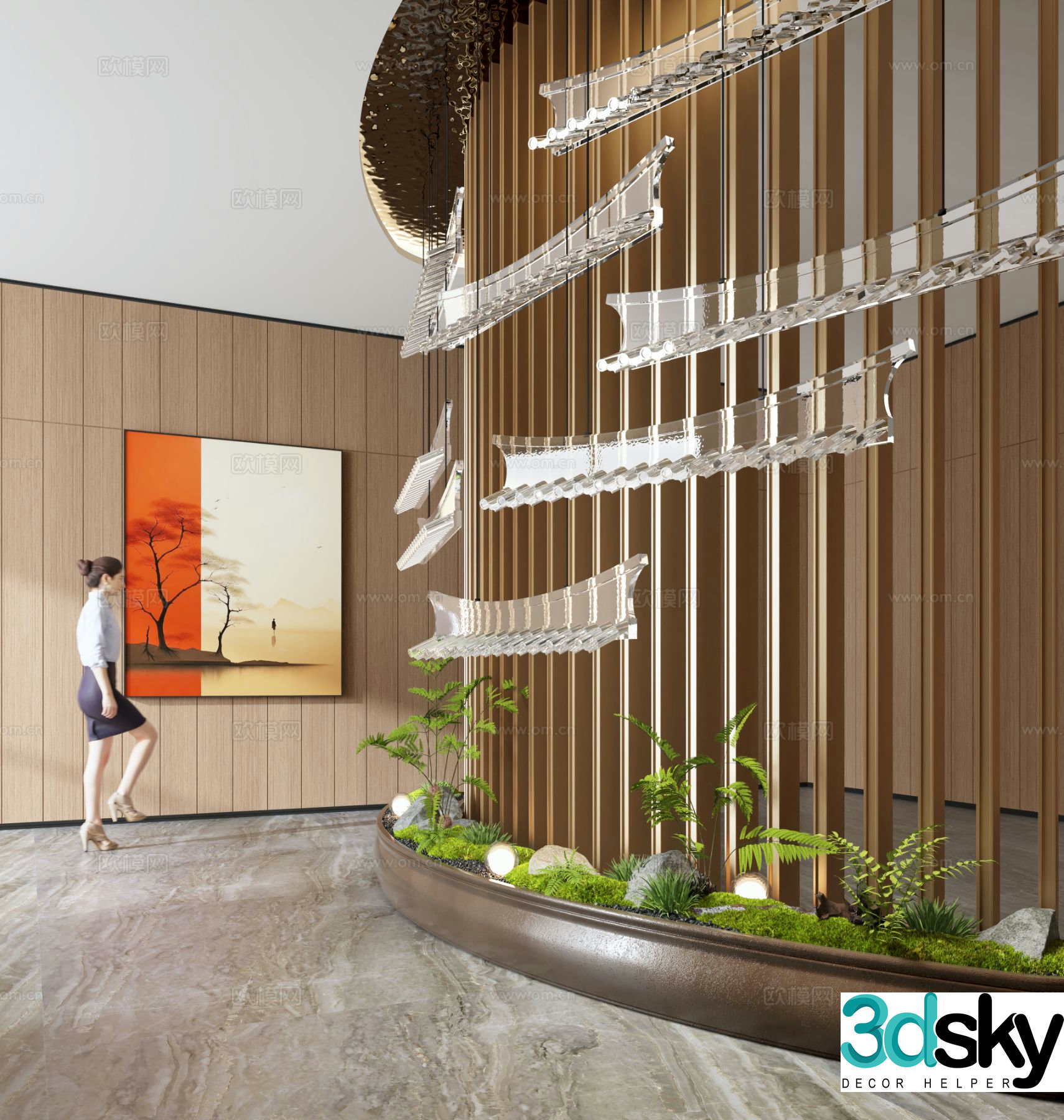 Interior landscape lobby landscaping 3D model
