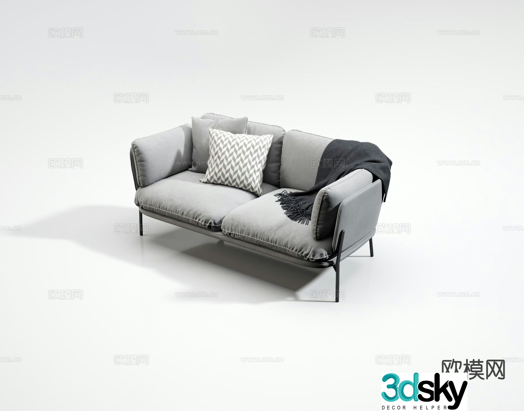 Double sofa upholstered sofa 3d model