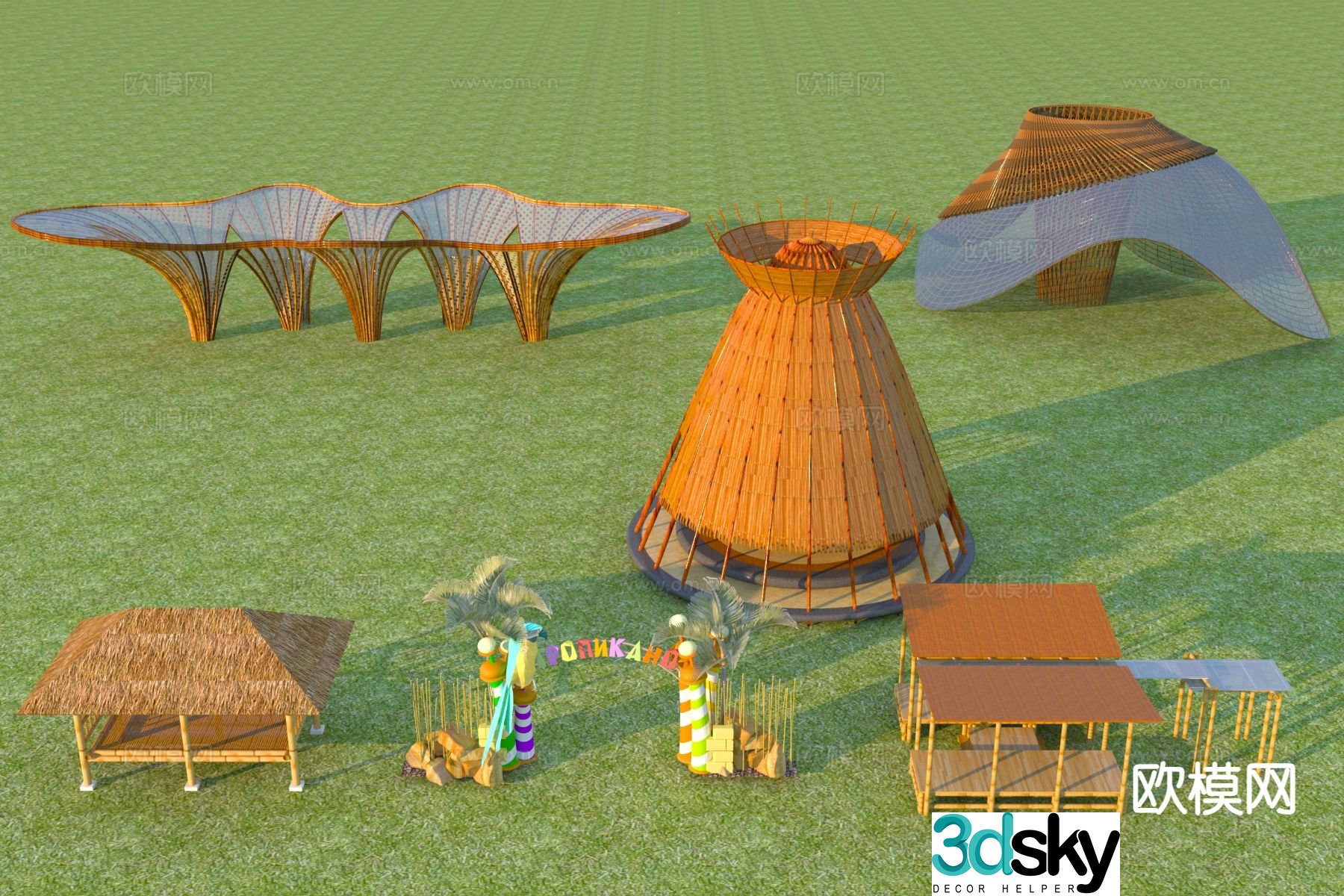 Wabi-sabi bamboo art gallery landscape gallery 3D model