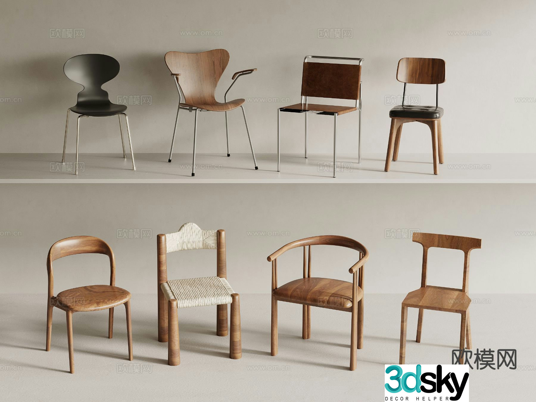 Medieval style chair dining chair 3d model