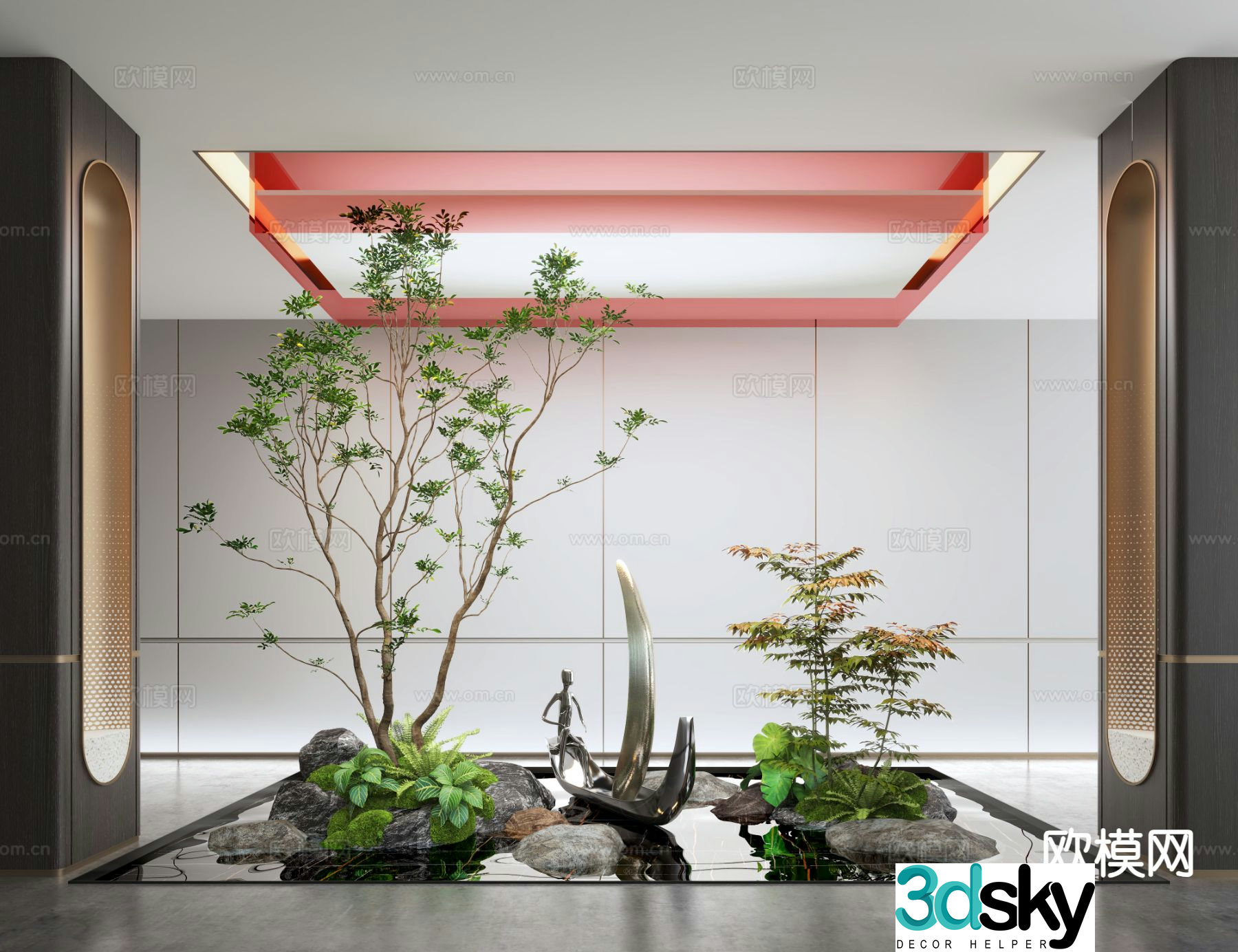 Indoor landscape pool landscaping 3d model