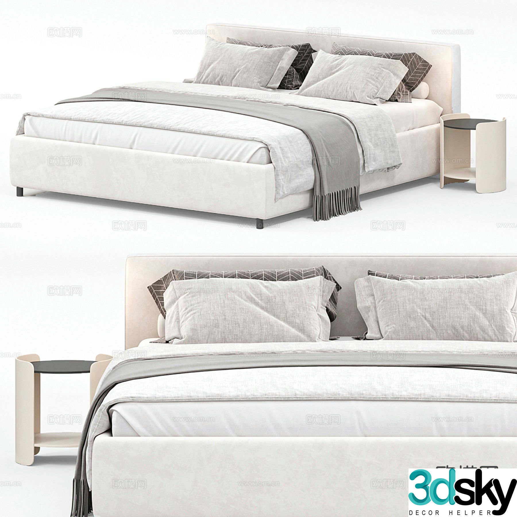 Italian double bed 3d model