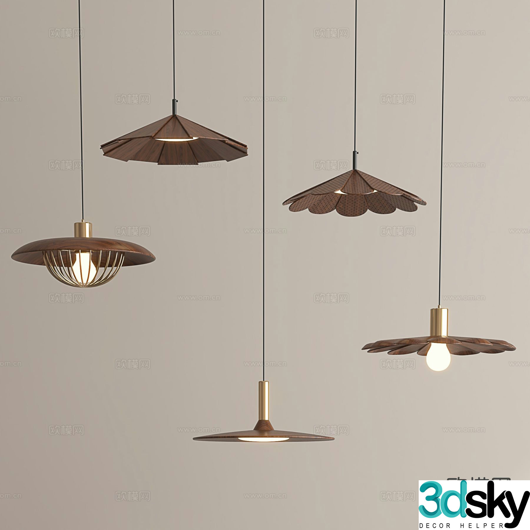 Wabi-sabi style chandelier 3d model