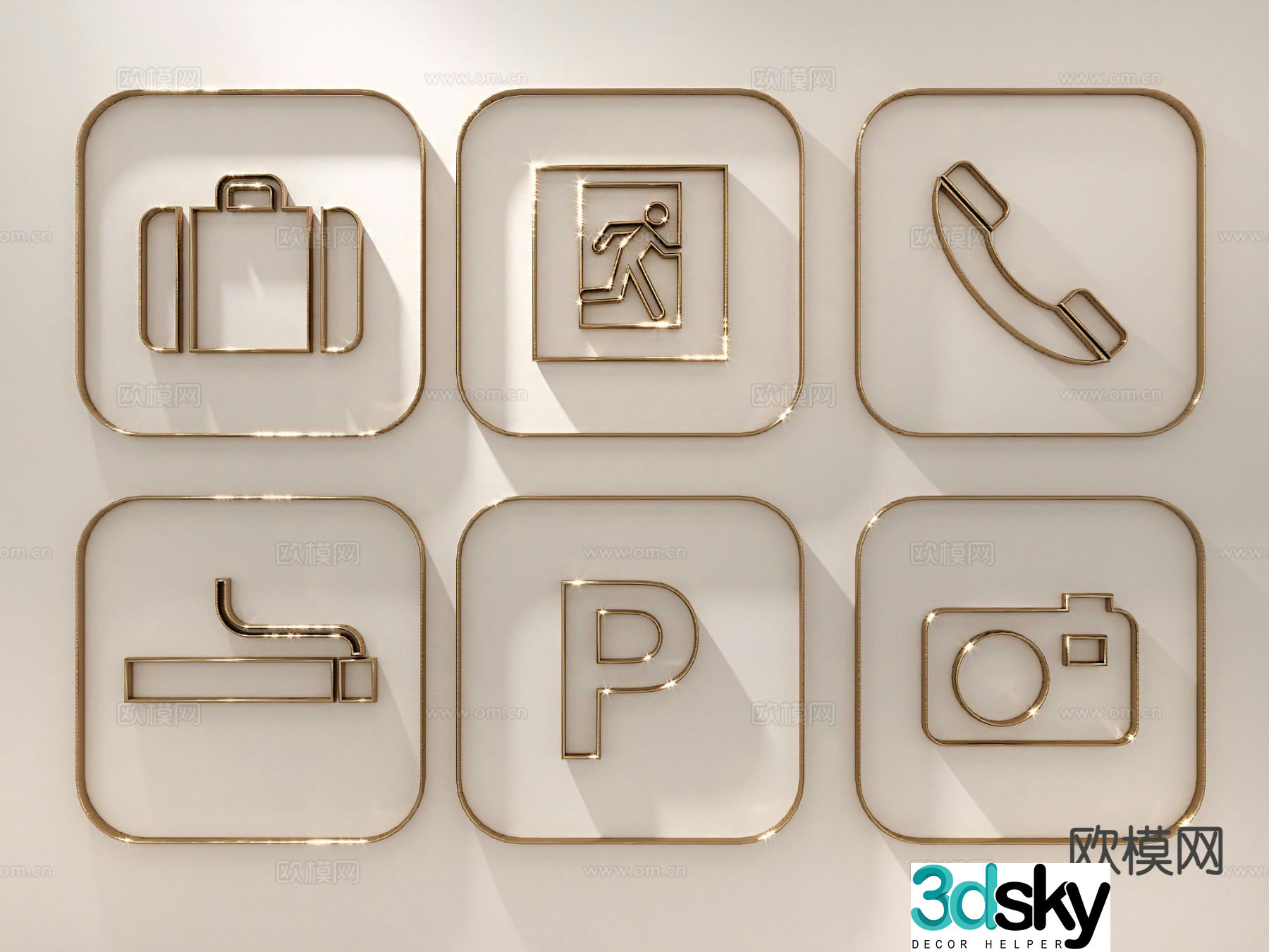 Shopping mall signage guide sign 3d model