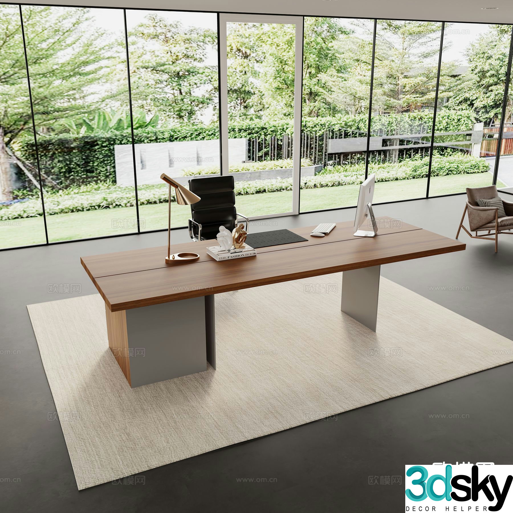 Modern office desk desk manager desk 3d model