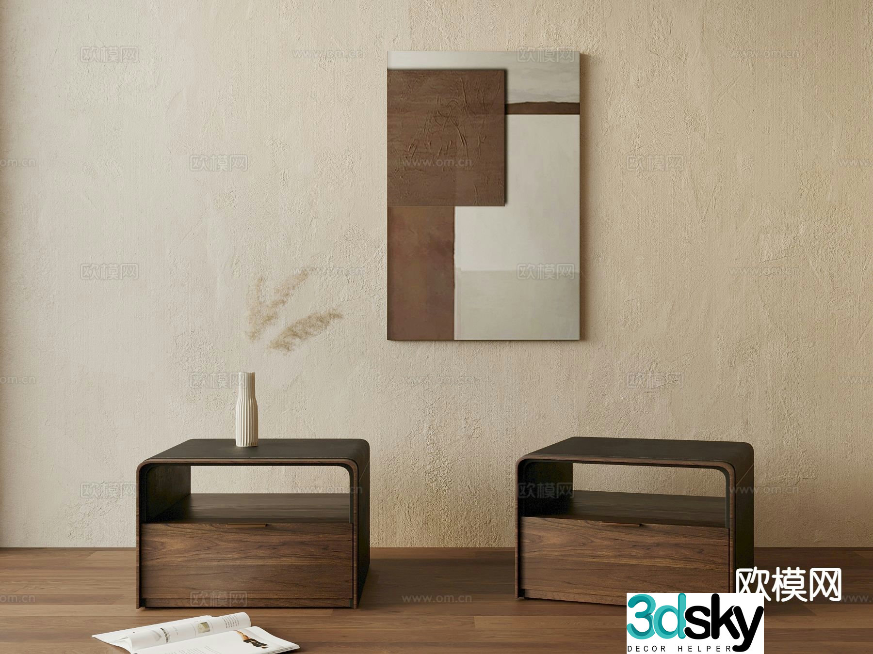 wabi-sabi bedside table 3d model
