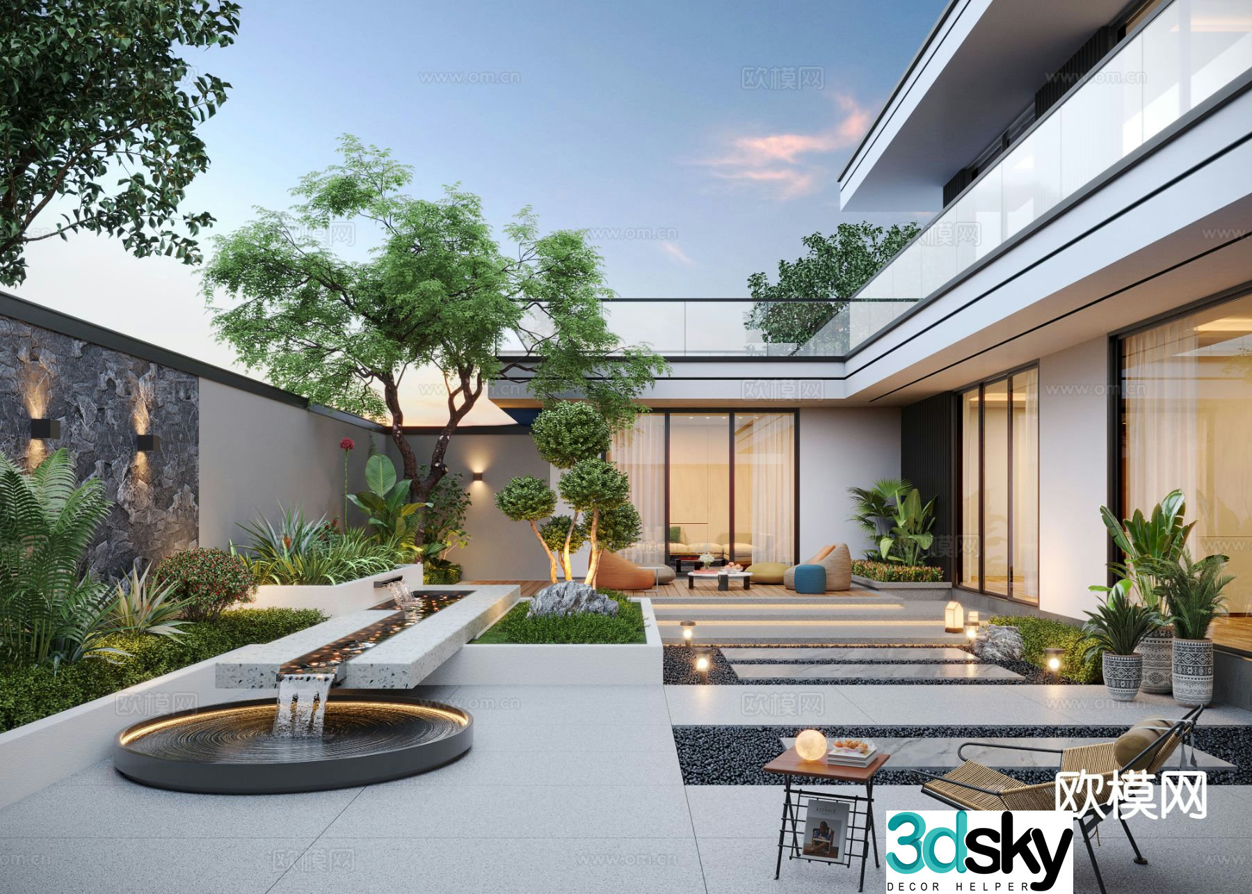 Courtyard landscape villa garden 3d model