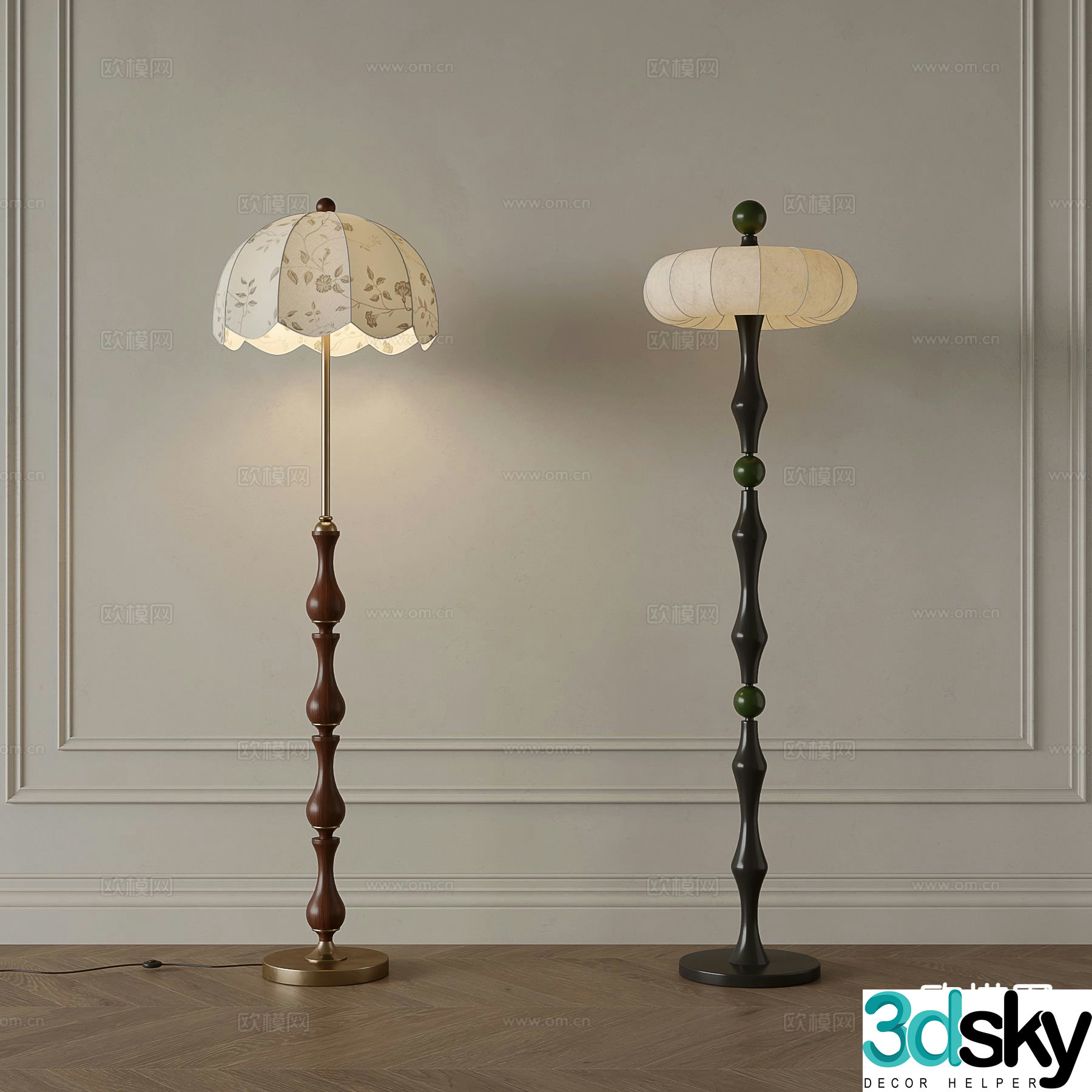 Medieval style floor lamp 3d model