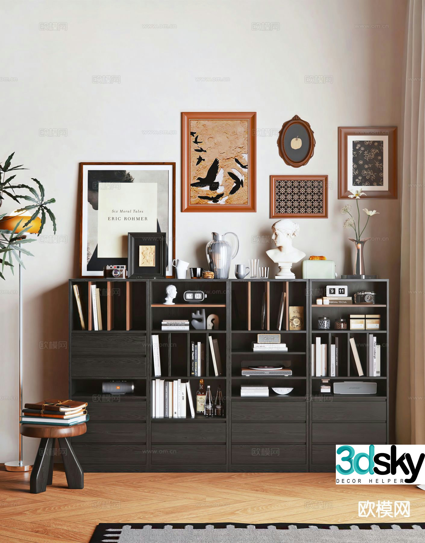 Medieval style bookcase 3D model