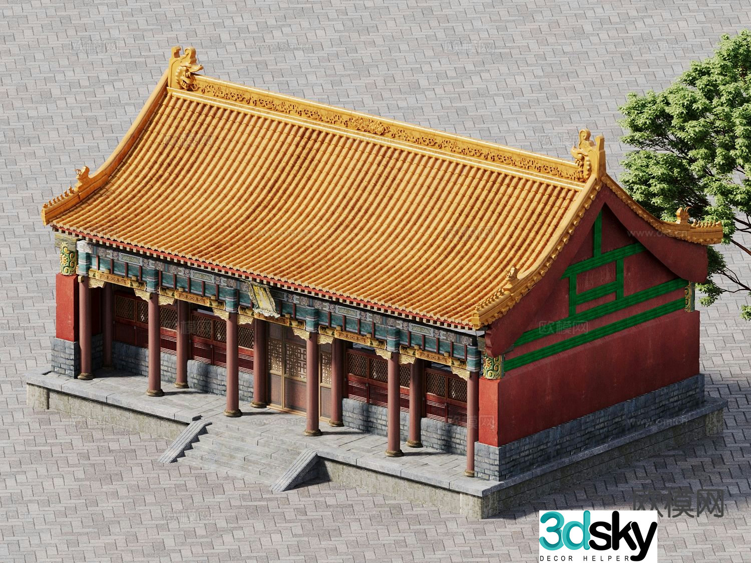 Chinese ancient building palace tihe hall treasure hall 3d model