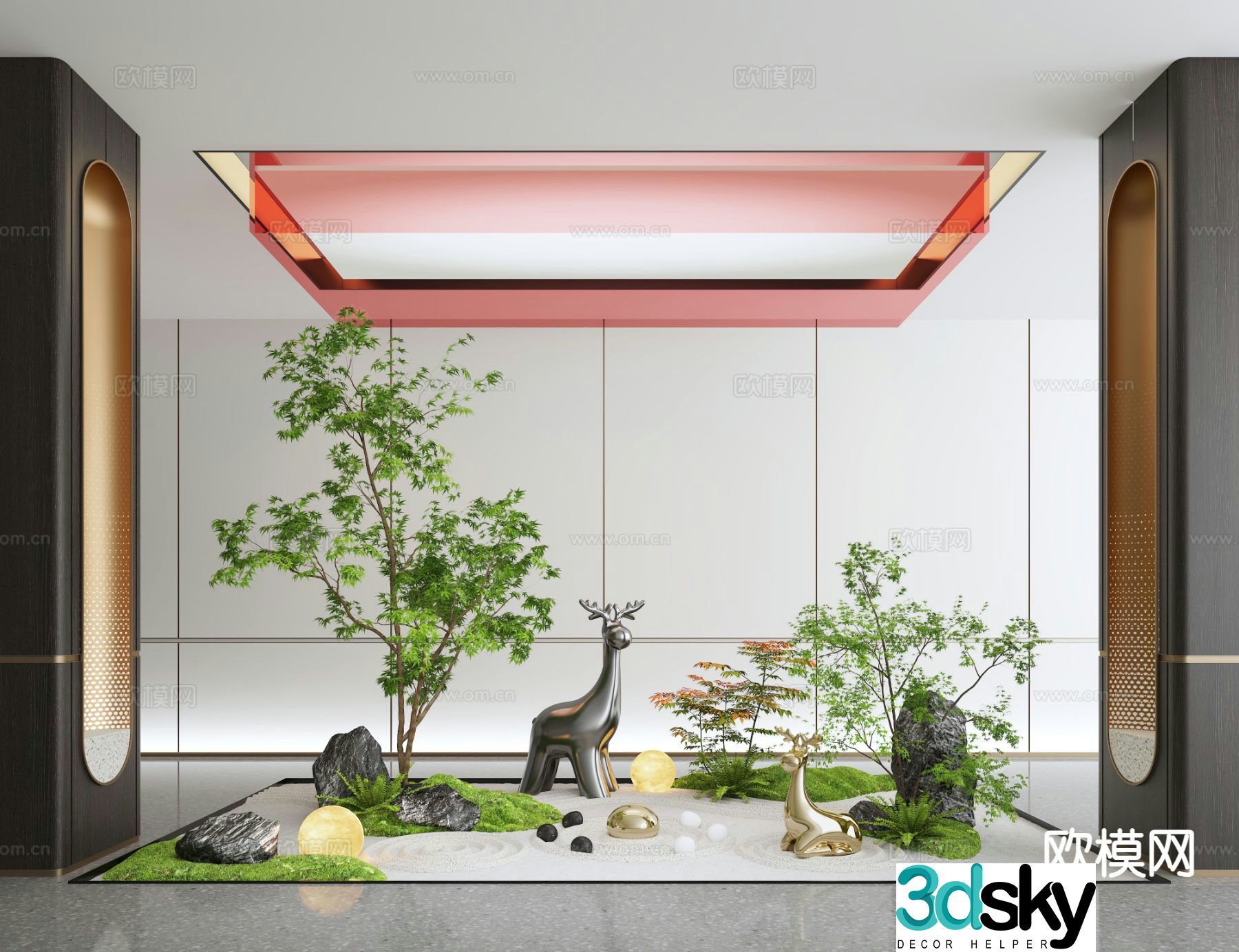Indoor landscape green plant landscaping 3D model