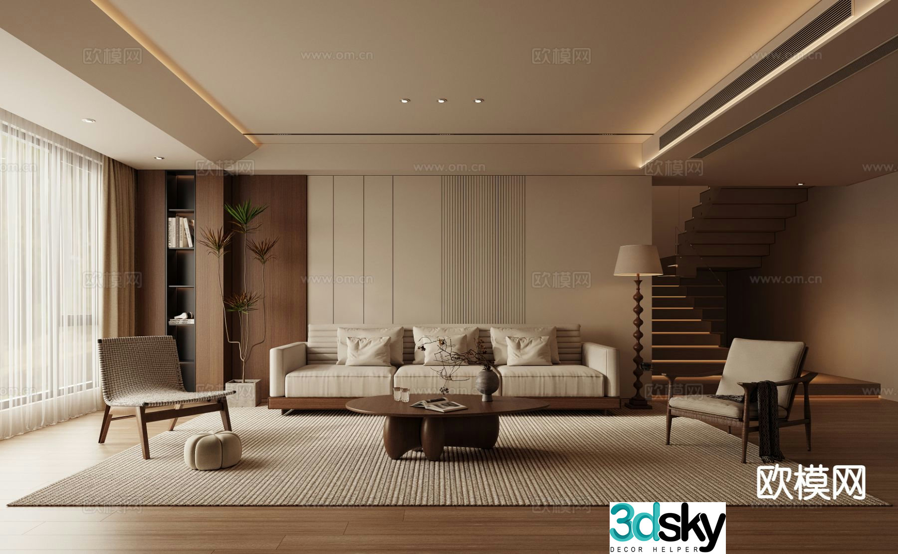 Middle-aged living room 3d model