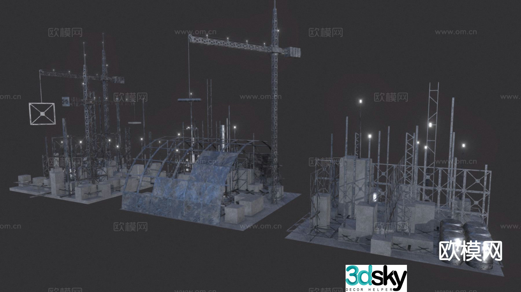 Modern construction site 3d model