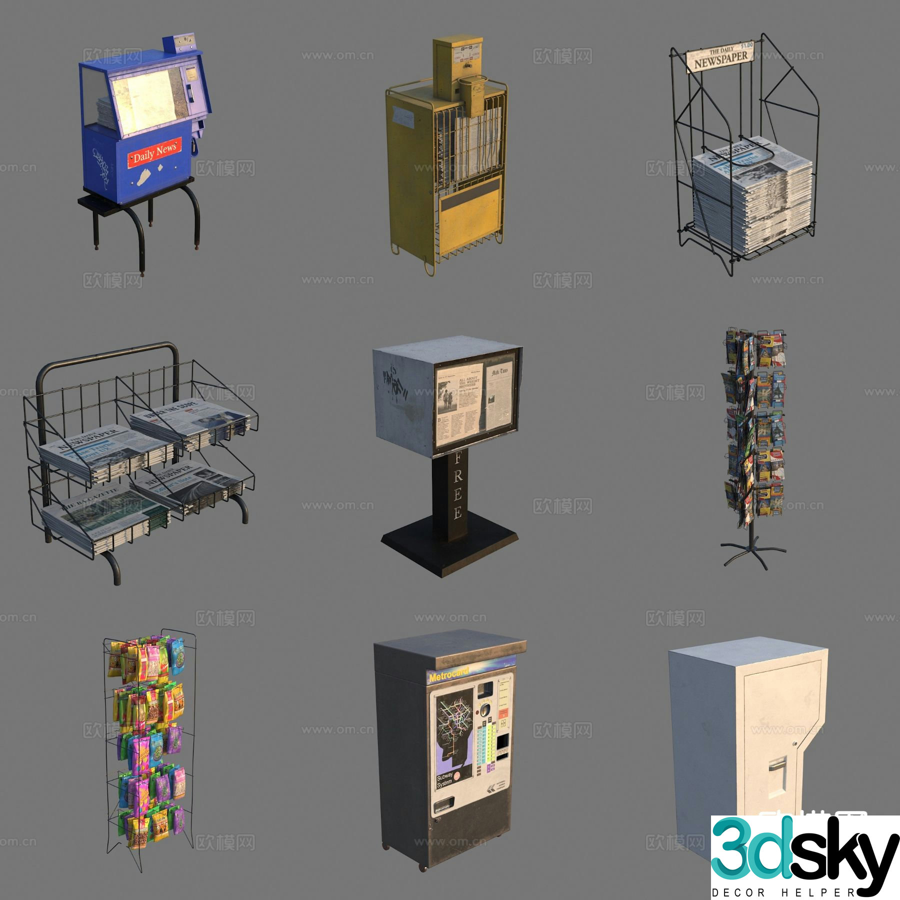Tool rack newspapers and periodicals 3d model
