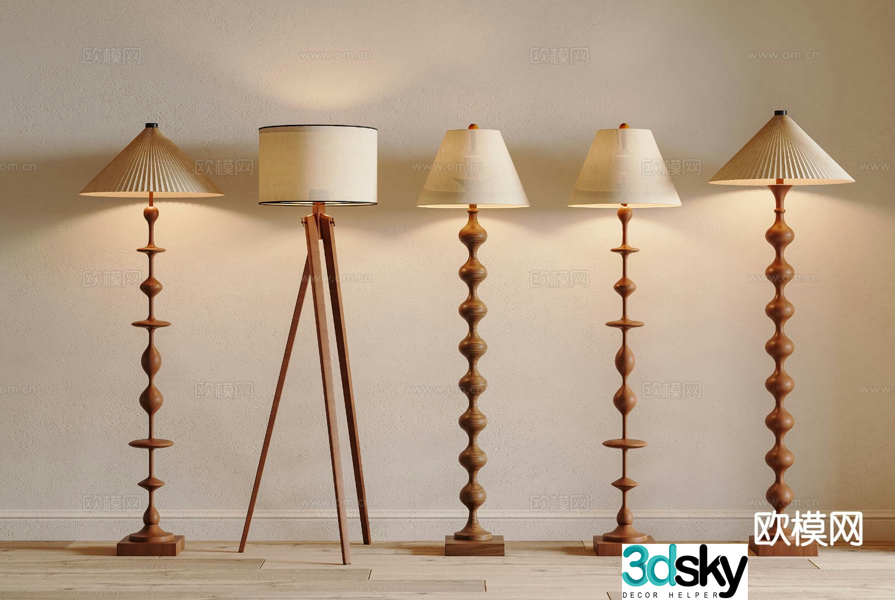Middle-aged floor lamp 3d model