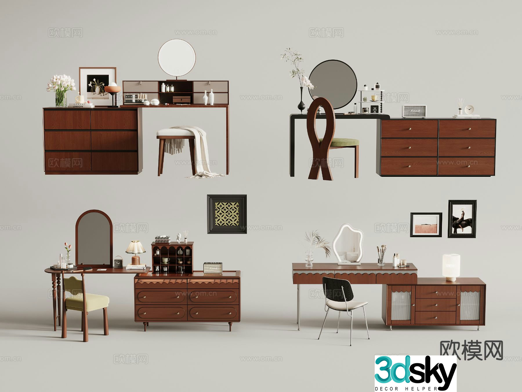 Medieval style dressing table dressing table 3d model