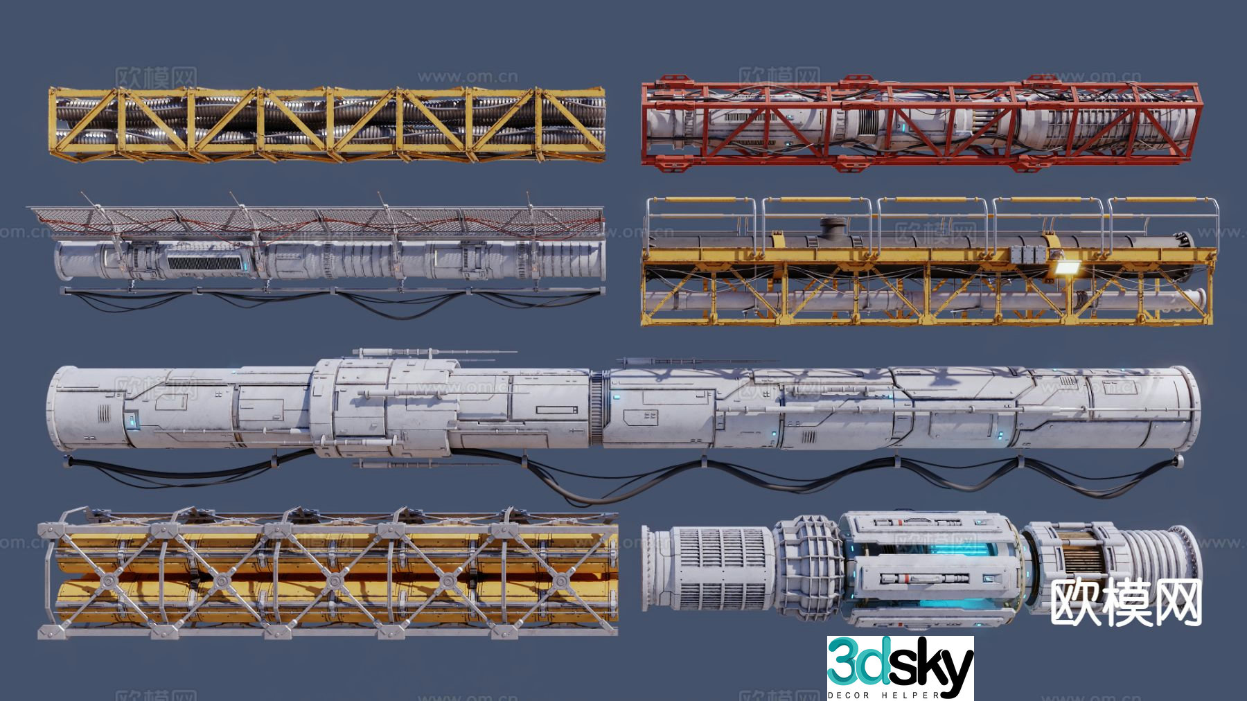 sci-fi pipe cable duct 3d model