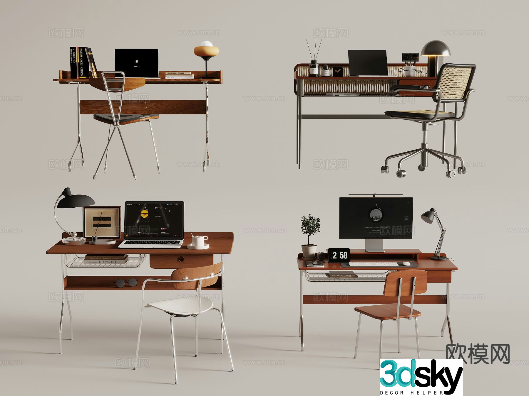 Medieval style desk writing desk computer desk 3d model