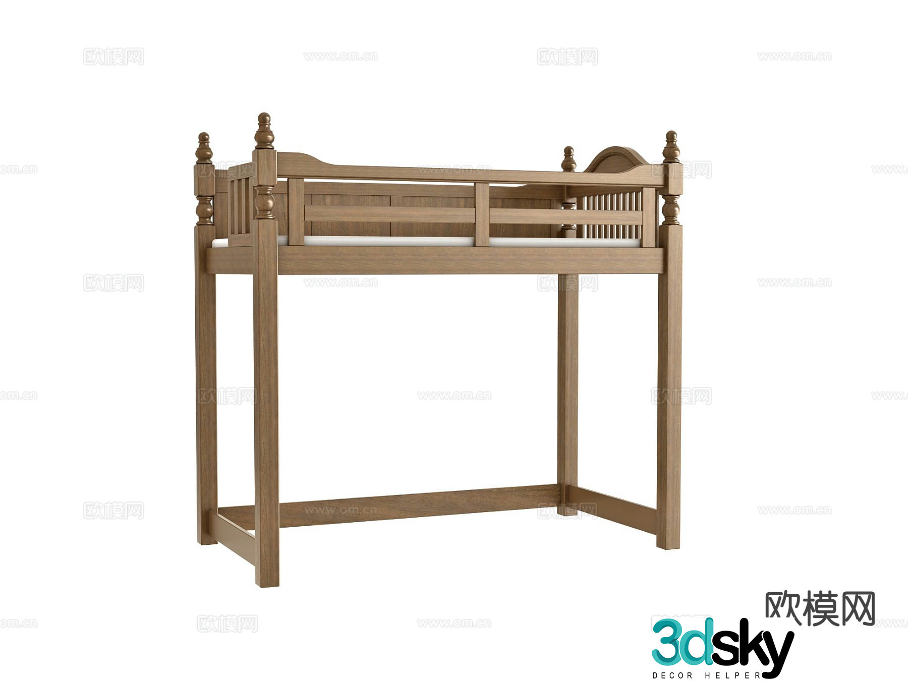 Simple European crib child bed 3d model