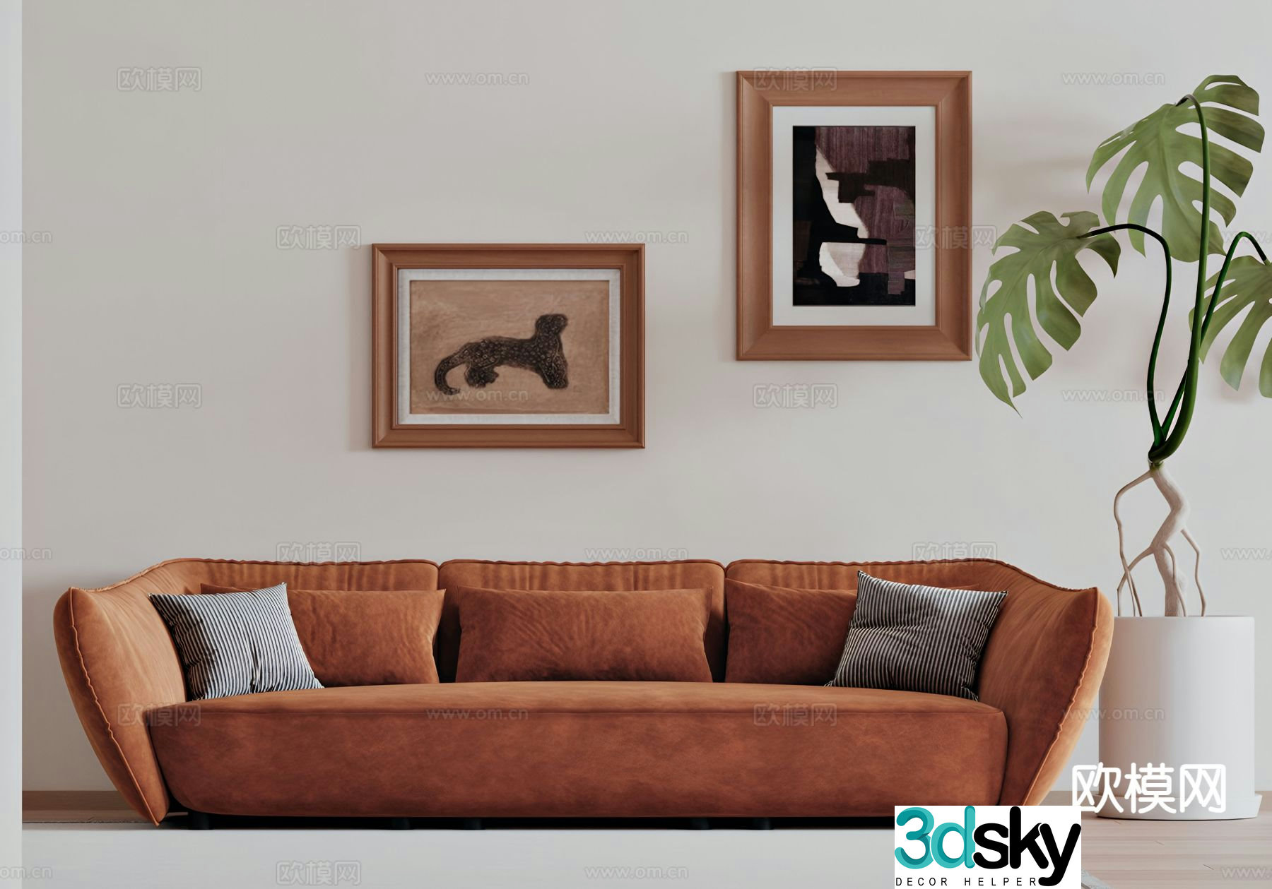 Three seater sofa upholstered sofa 3d model