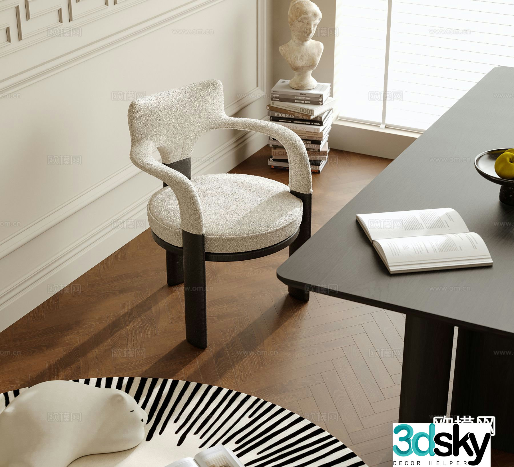 Modern chair dining chair single chair 3d model