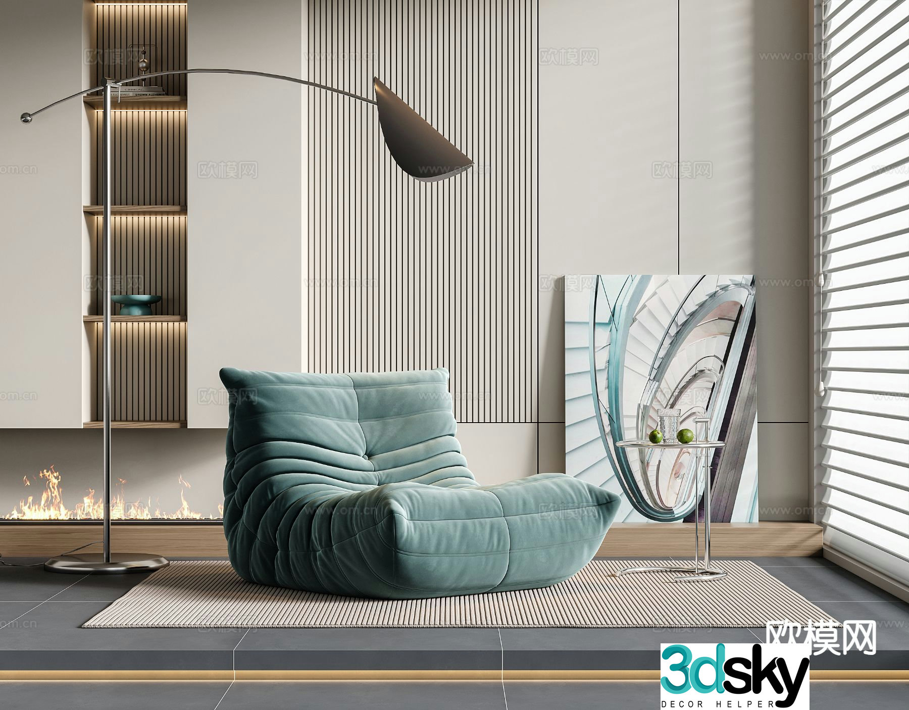 Beanbag Sofa Upholstered Sofa 3D Model