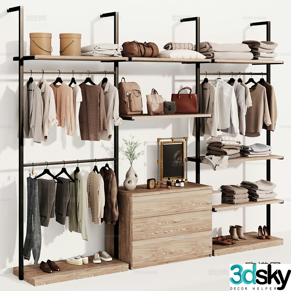Modern clothes rack wardrobe 3d model