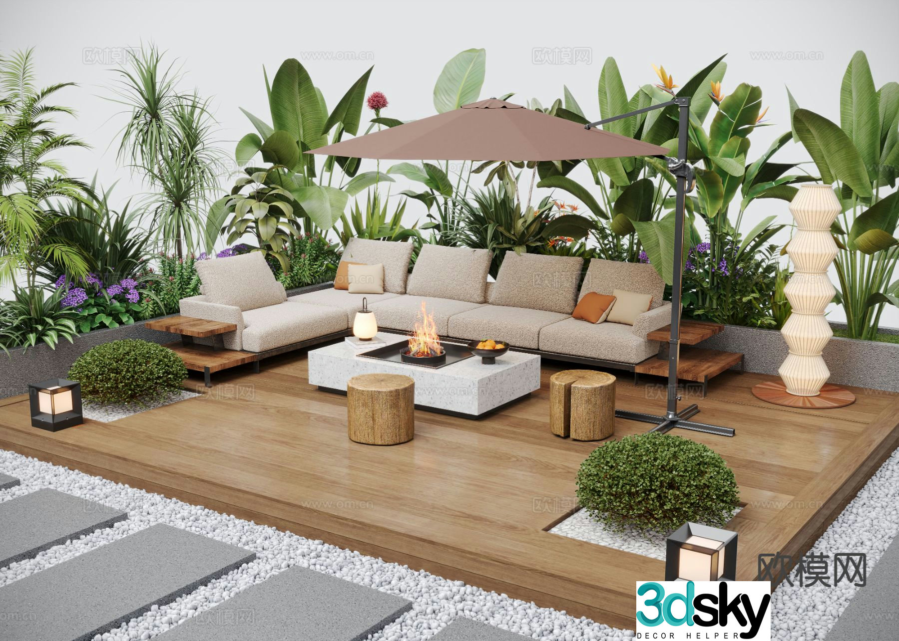 Outdoor sofa modular sofa 3d model