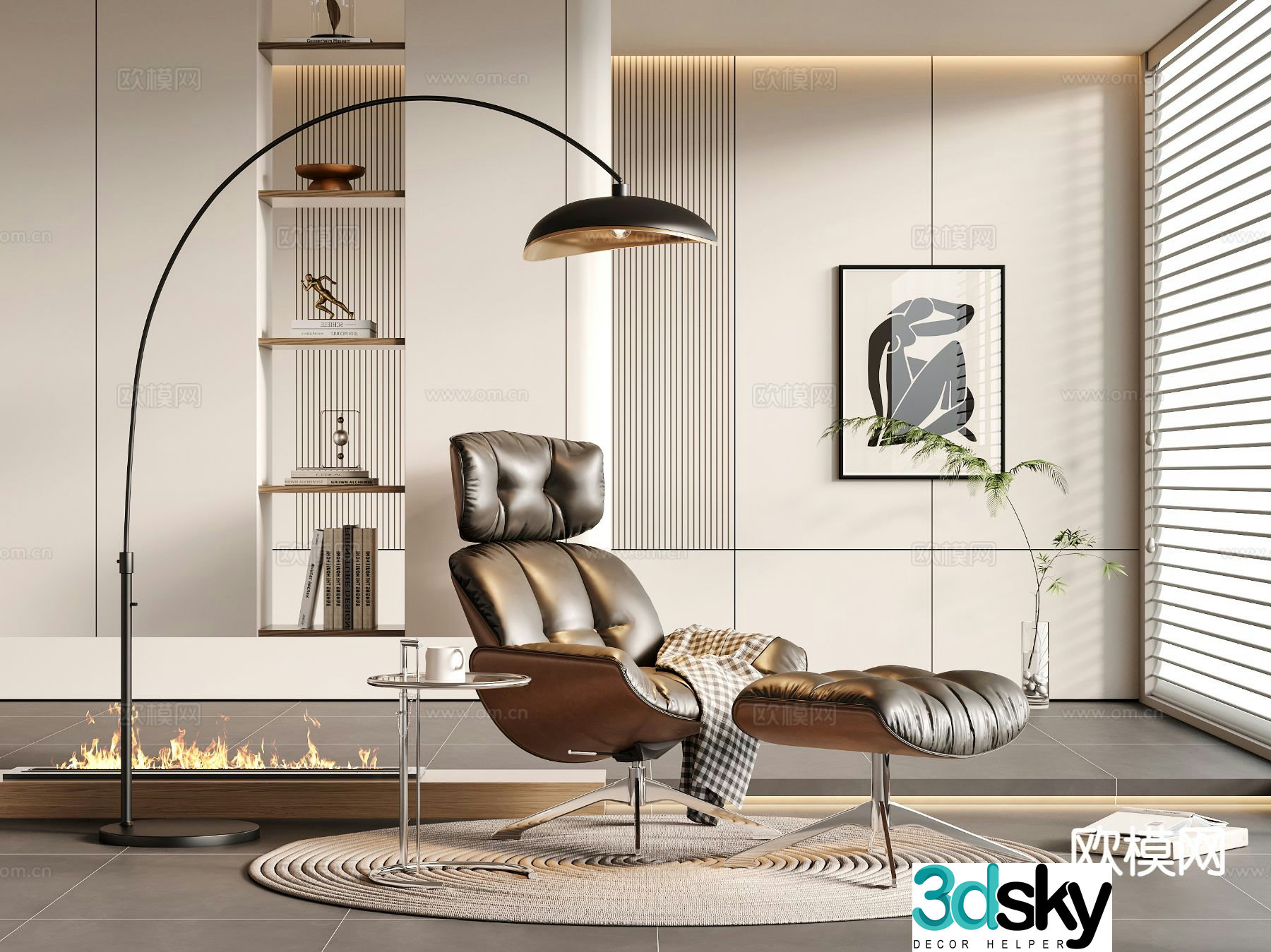 Leather chair lounge chair 3d model