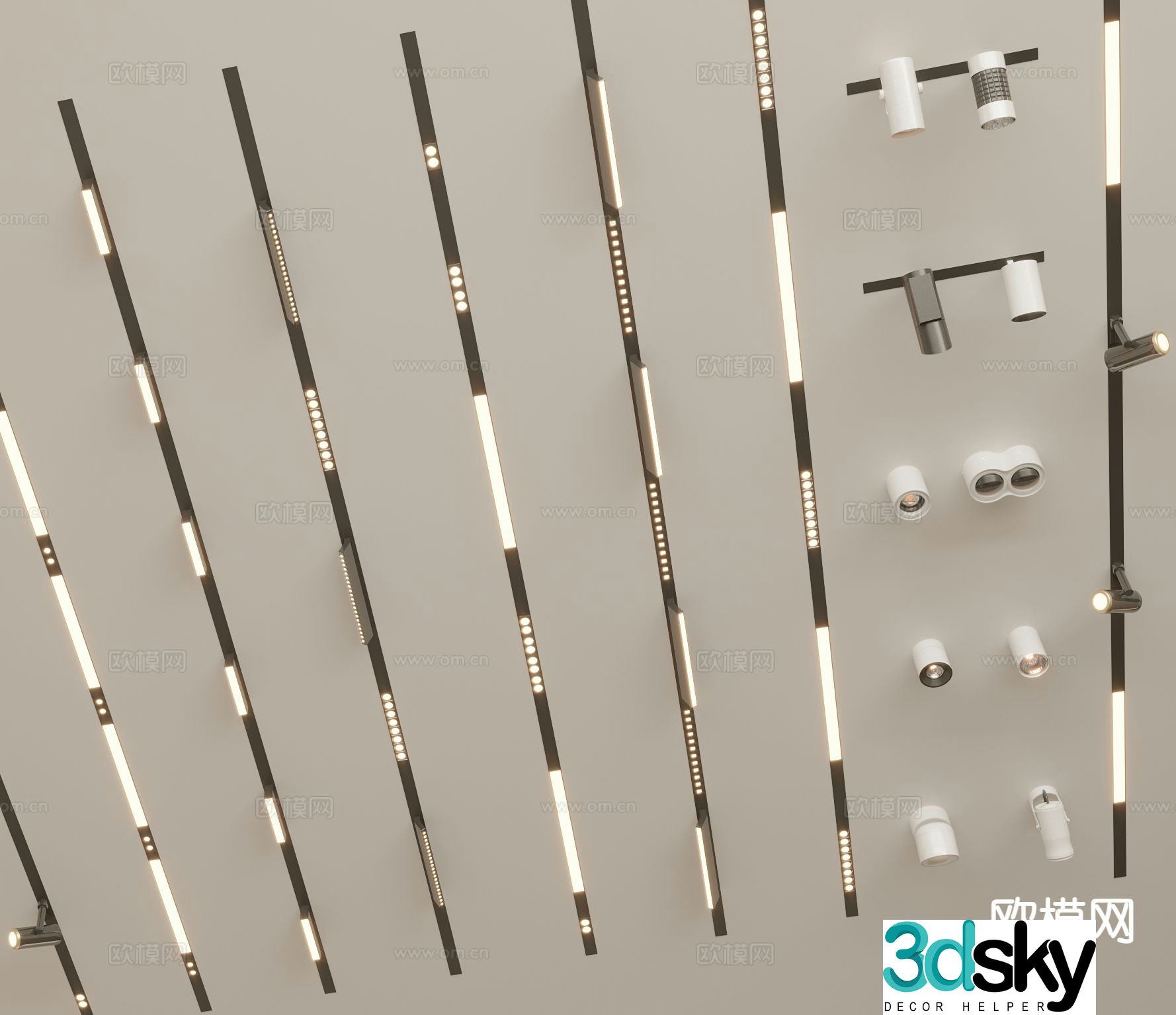 Magnetic light downlight spotlight track light 3d model