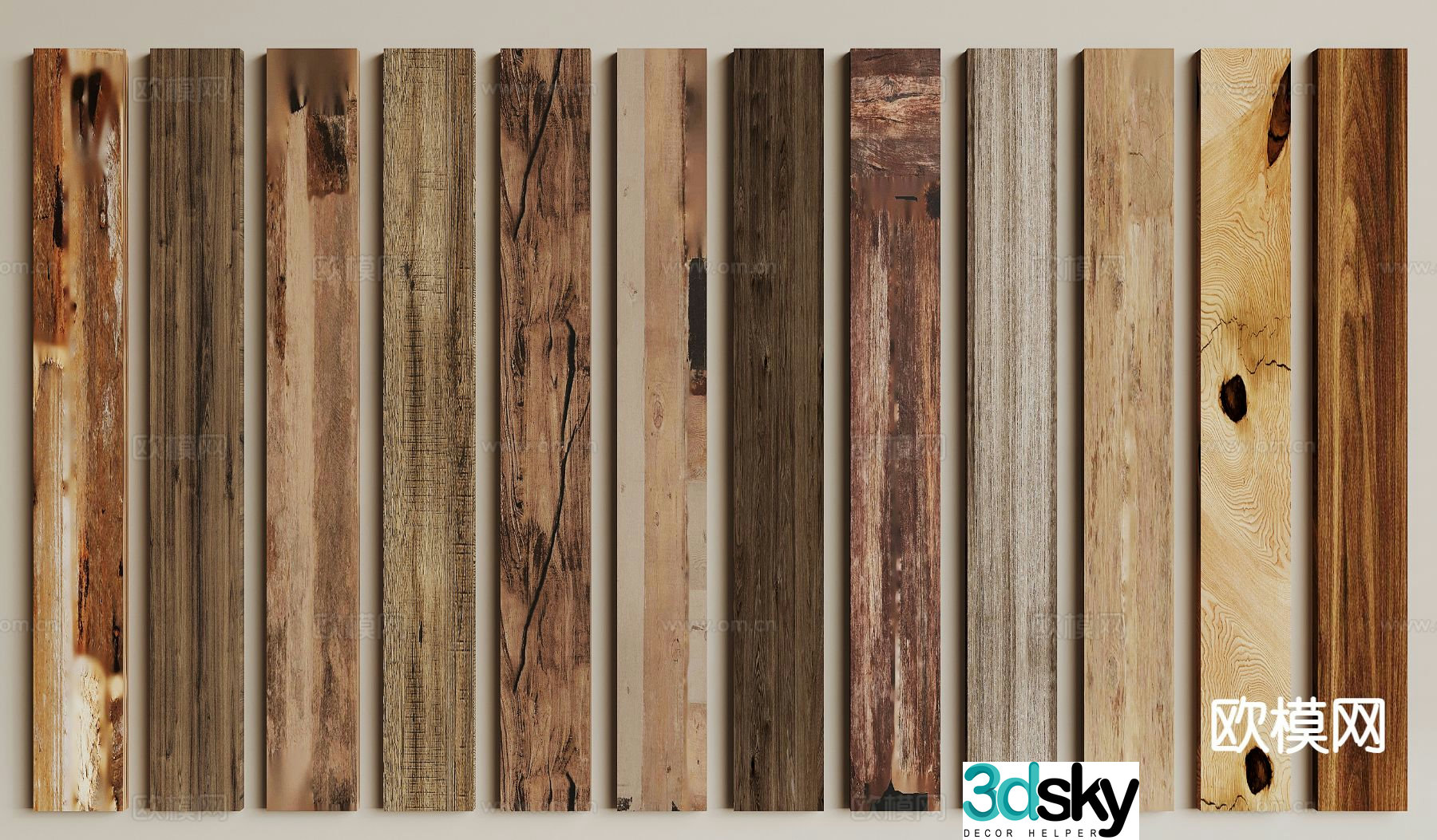 Old wood wooden strips wood blocks plank 3d model