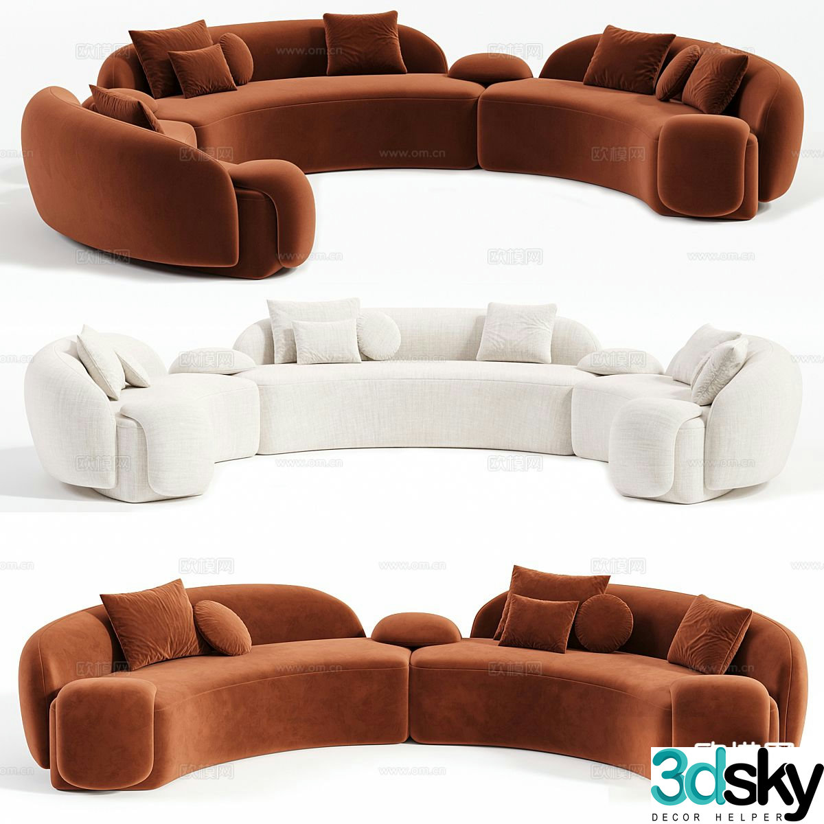 Special shaped sofa curved sofa 3d model