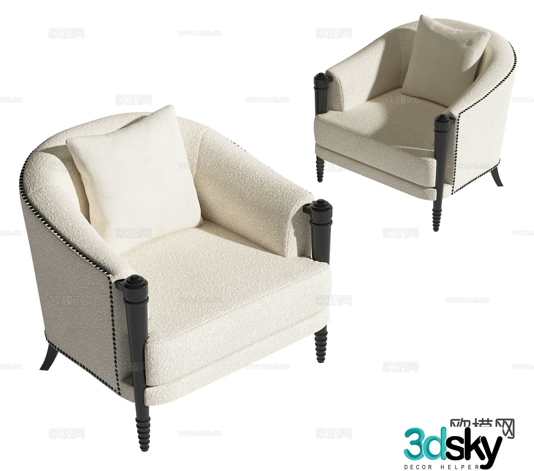 Simple European single sofa 3d model