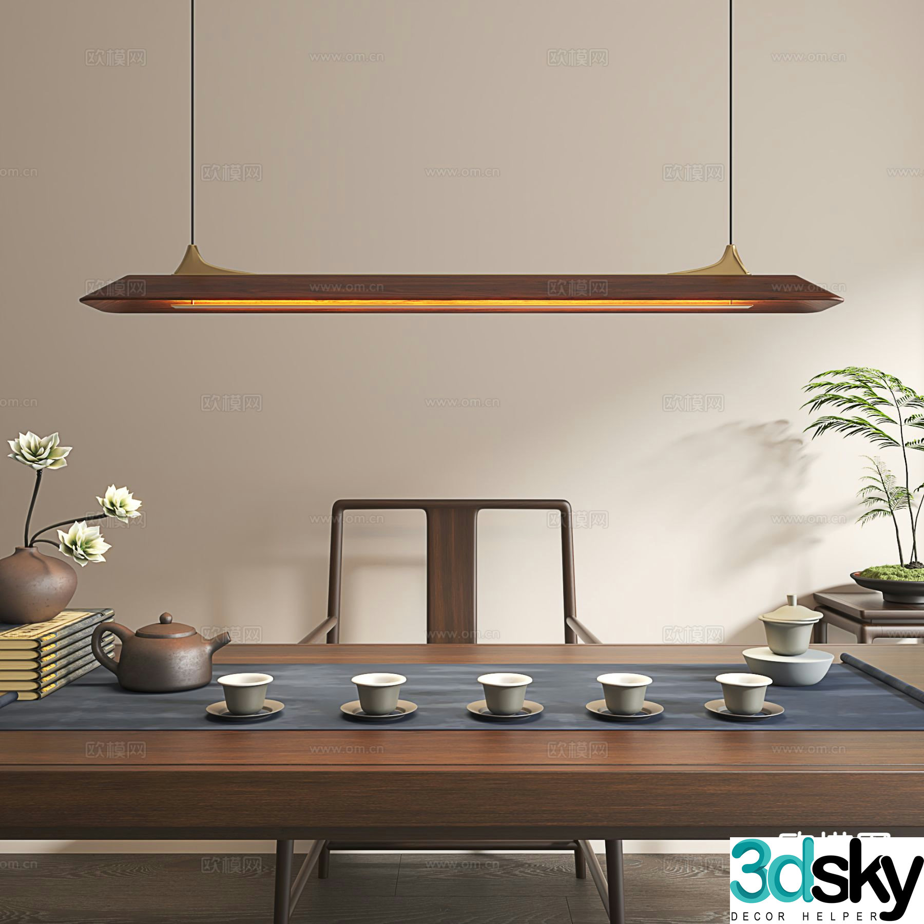 New Chinese style chandelier tea room chandelier 3d model