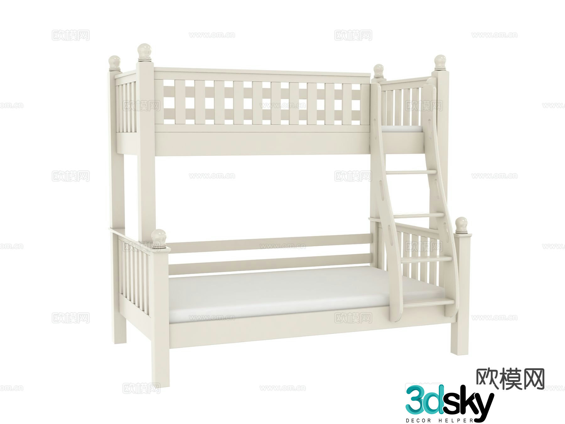 French children’s bed bunk bed 3d model