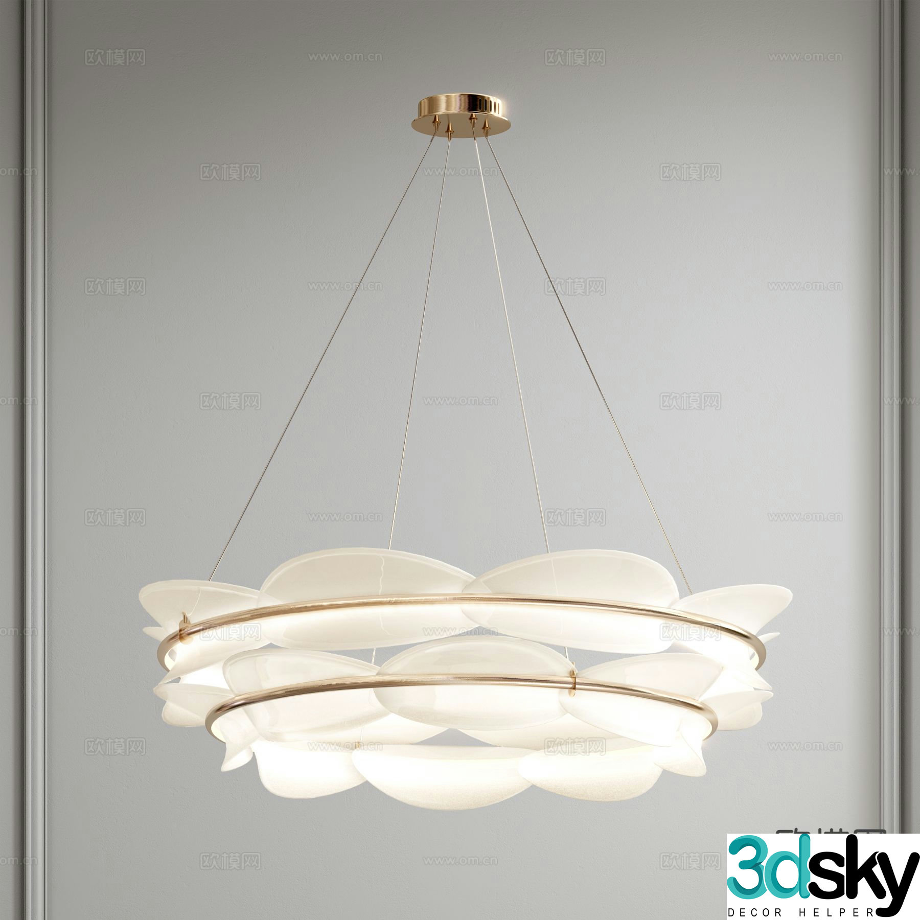 Light luxury chandelier double layer chandelier 3d model
