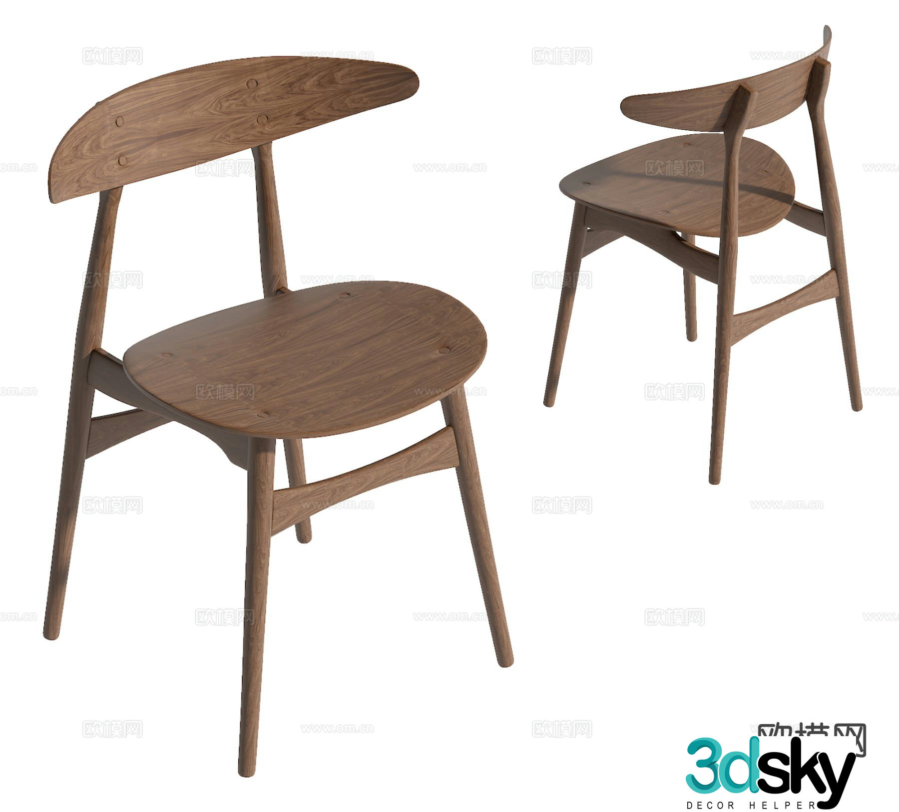 Wabi-sabi chair dining chair 3d model