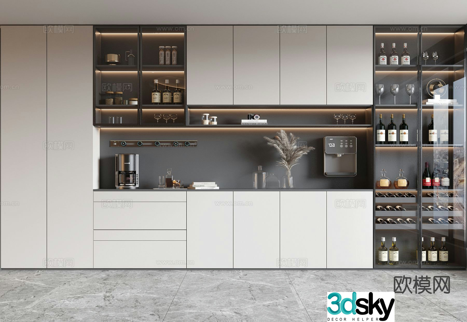 Modern wine cabinet sideboard 3d model