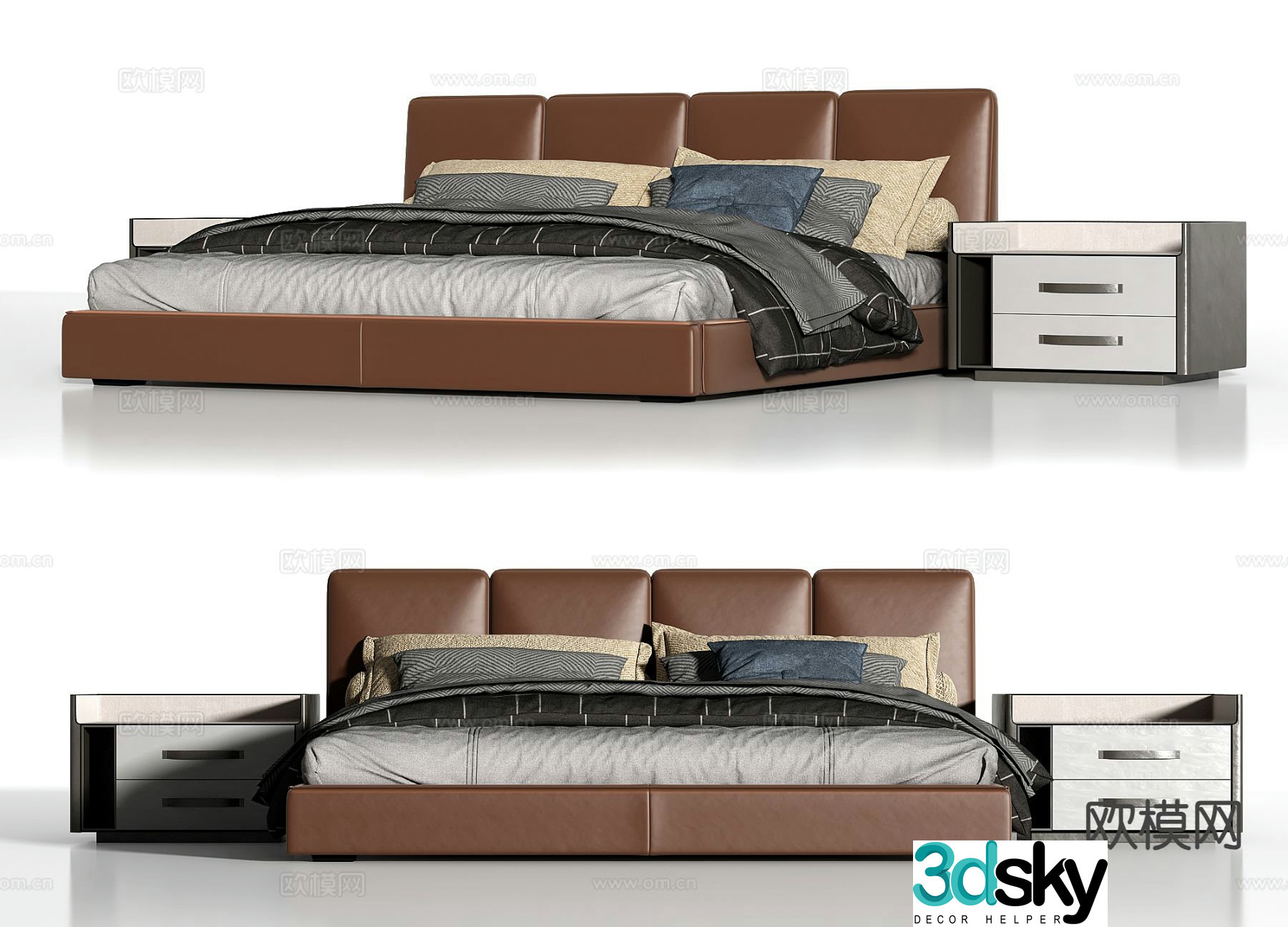 Italian double bed 3d model